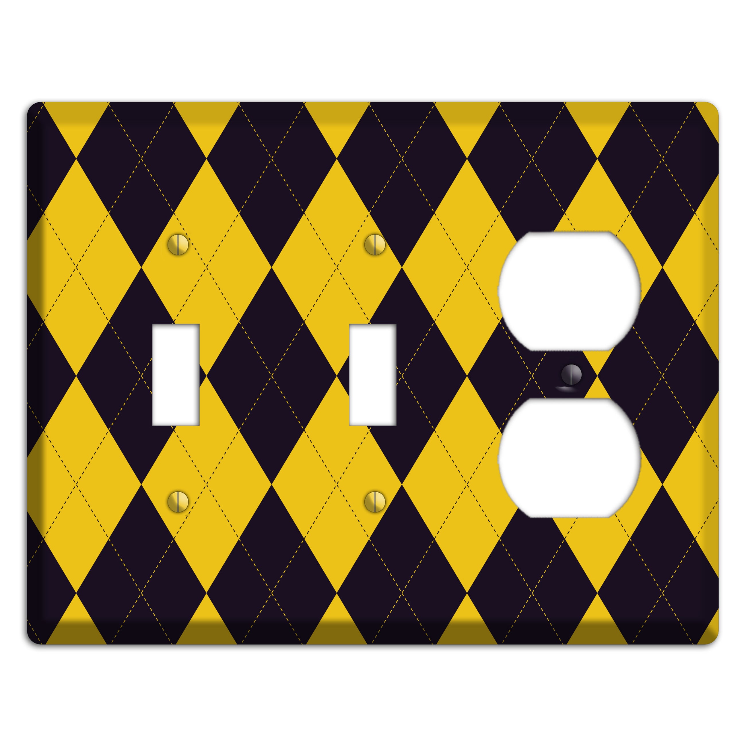Yellow and Dark Purple Argyle 2 Toggle / Duplex Wallplate