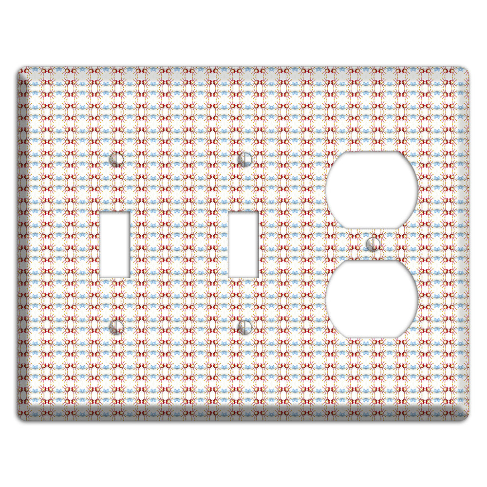 Off White with Red Blue Retro Tapestry 2 Toggle / Duplex Wallplate