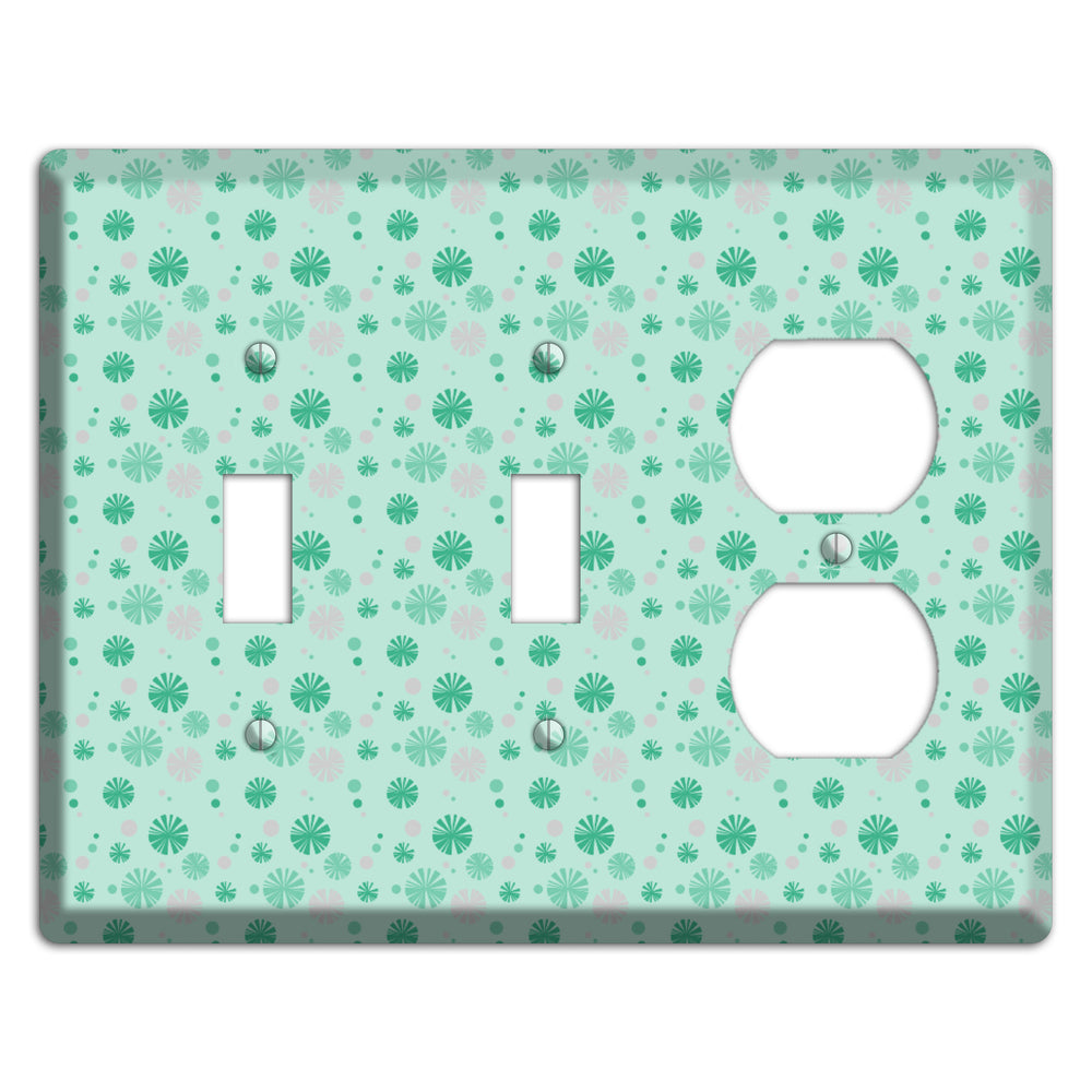 Multi Aqua and Grey Retro Burst 2 Toggle / Duplex Wallplate