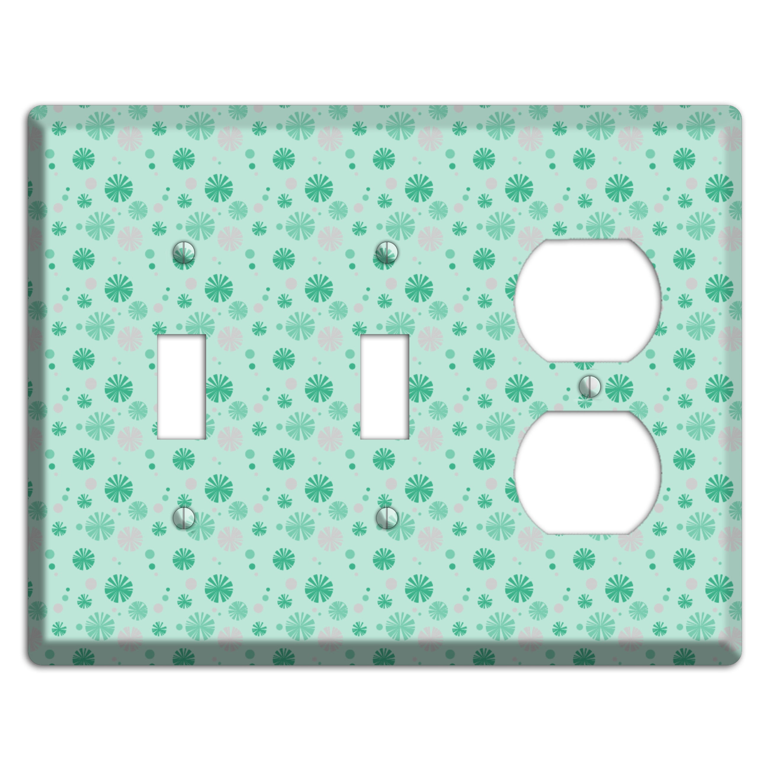 Multi Aqua and Grey Retro Burst 2 Toggle / Duplex Wallplate