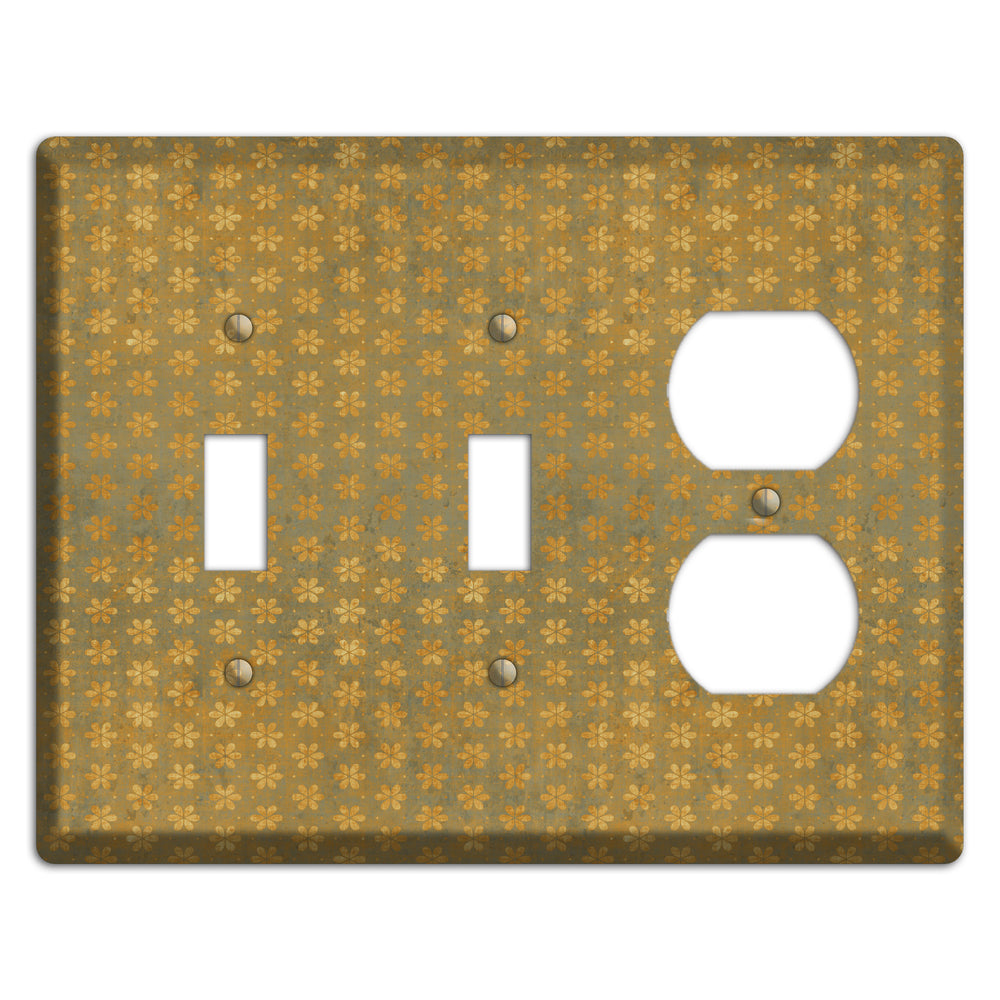 Olive Grunge Floral Contour 2 Toggle / Duplex Wallplate