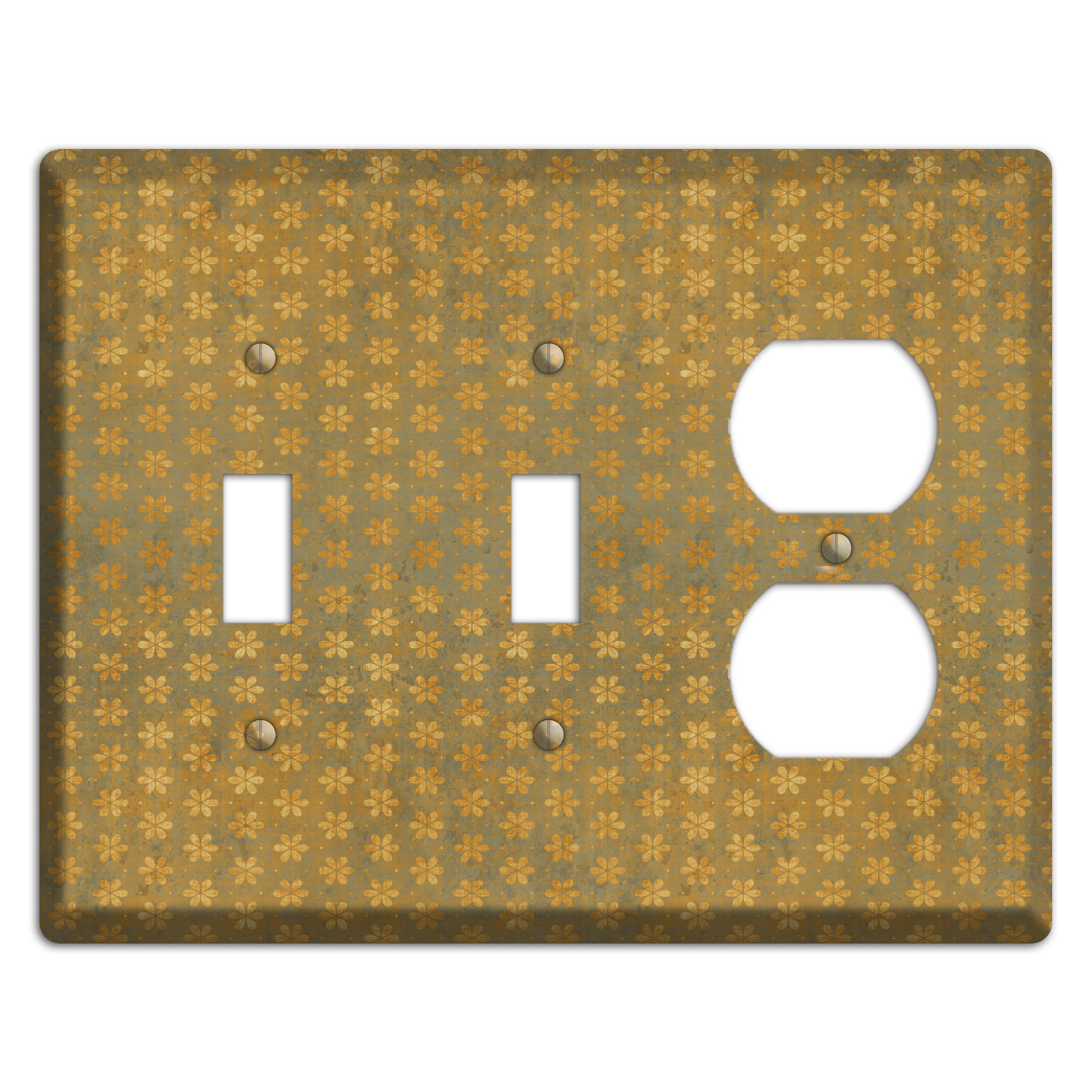 Olive Grunge Floral Contour 2 Toggle / Duplex Wallplate