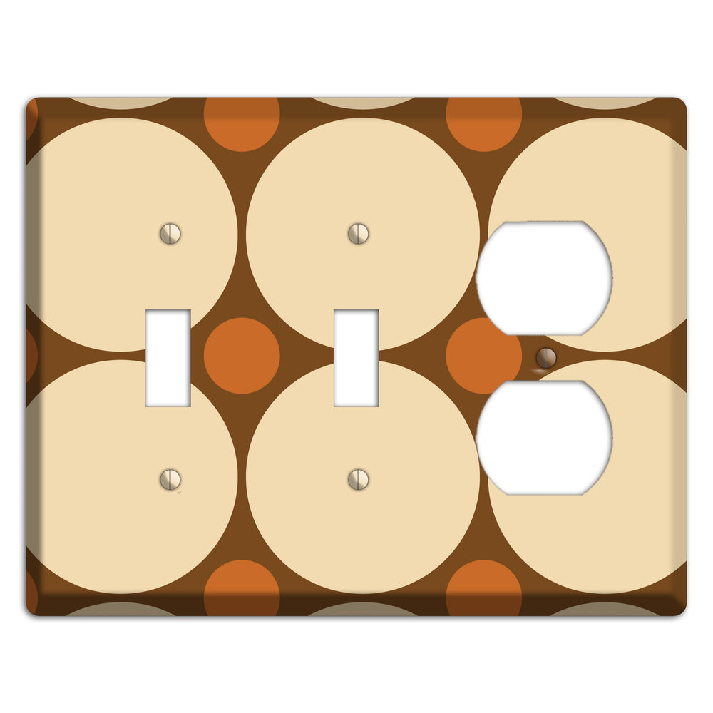 Brown with Beige and Umber Multi Tiled Large Dots 2 Toggle / Duplex Wallplate