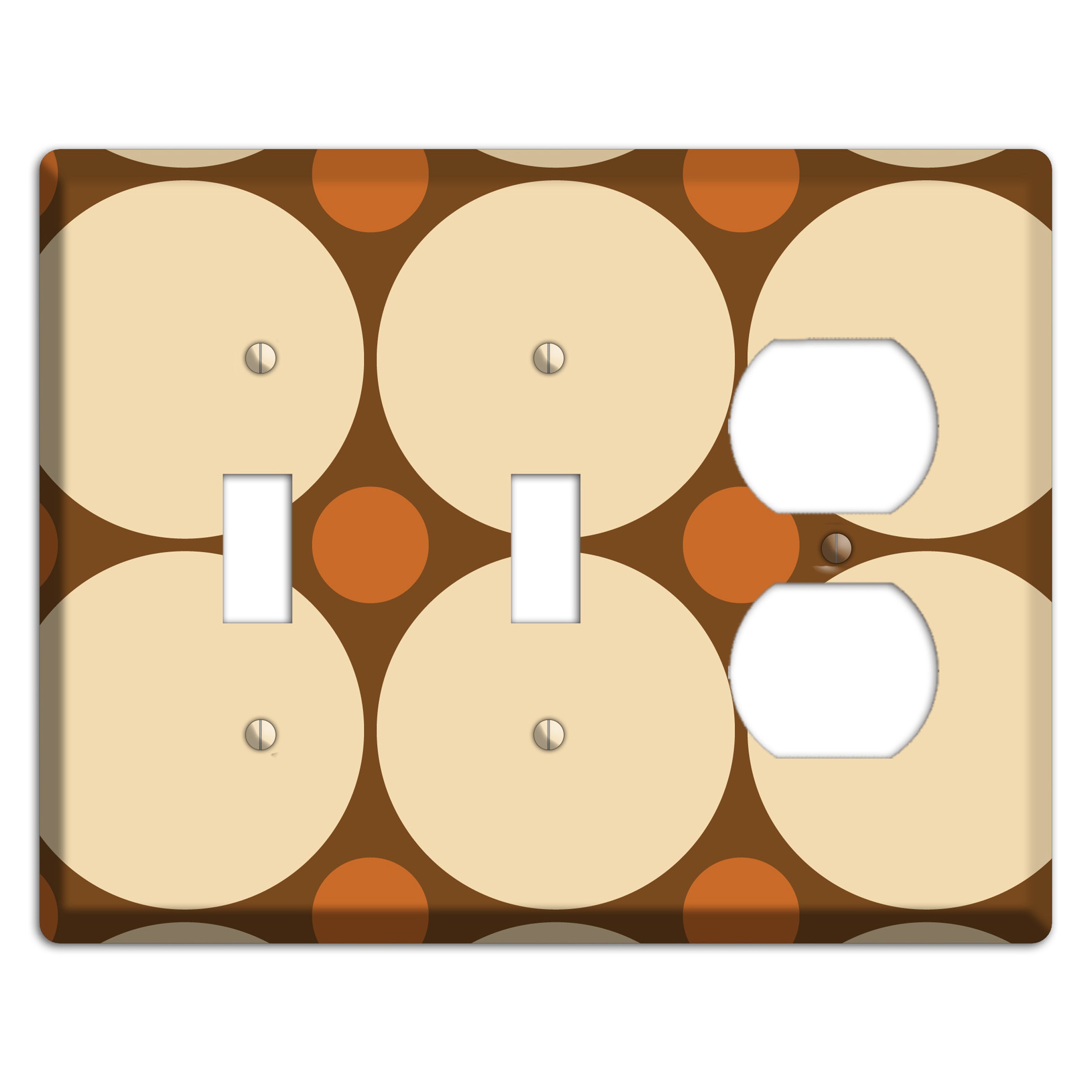 Brown with Beige and Umber Multi Tiled Large Dots 2 Toggle / Duplex Wallplate