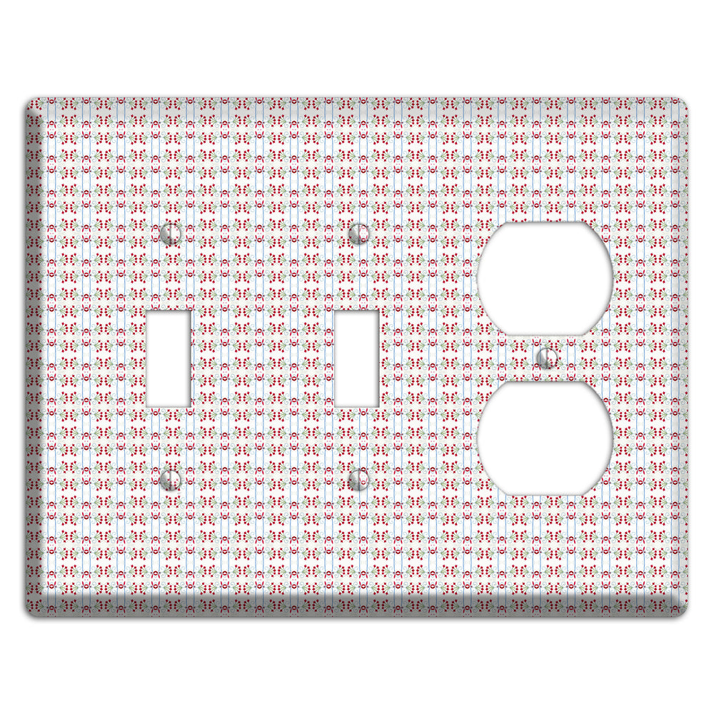 White with Red Blue Tapestry 2 Toggle / Duplex Wallplate