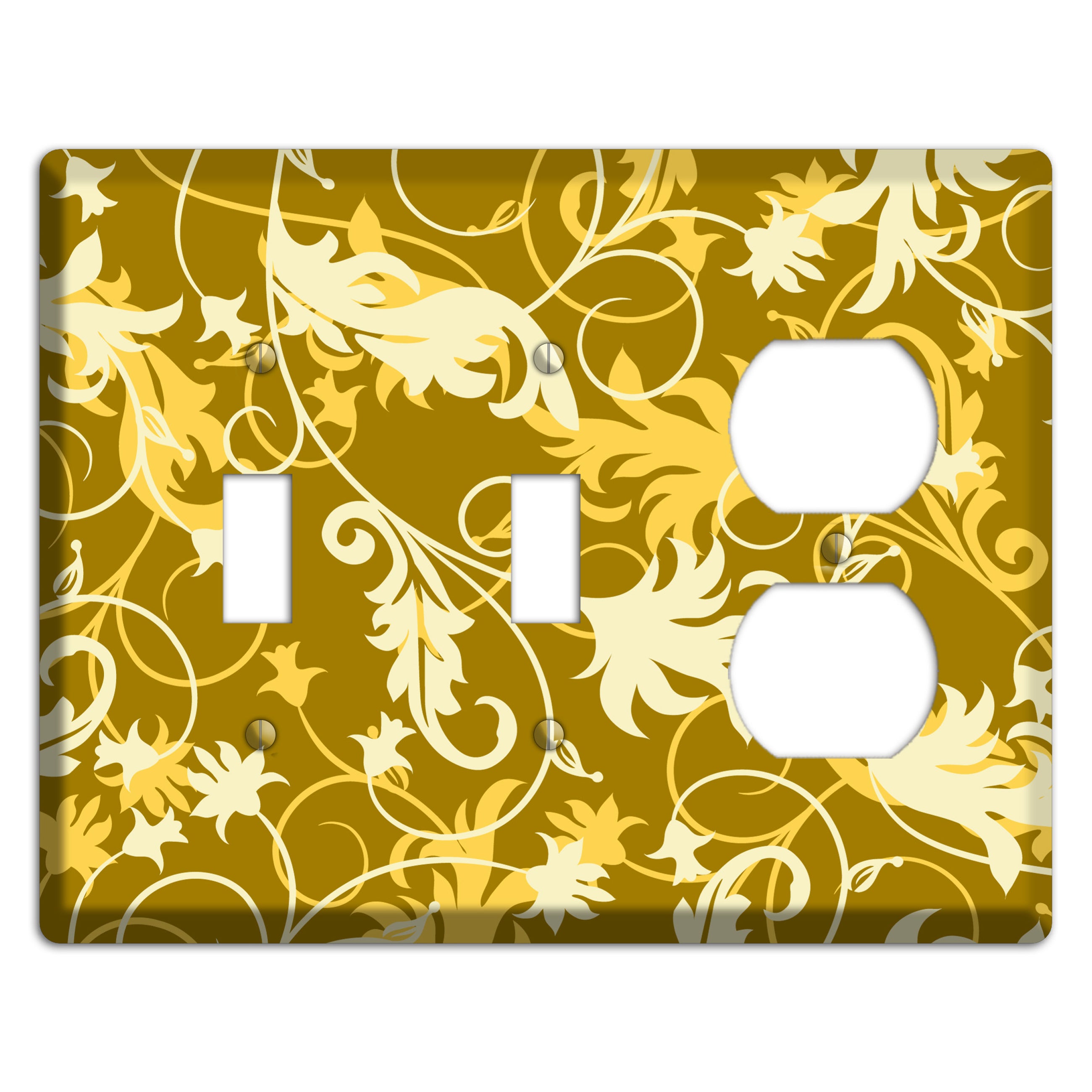 Brown and Tan Victorian Sprig 2 Toggle / Duplex Wallplate