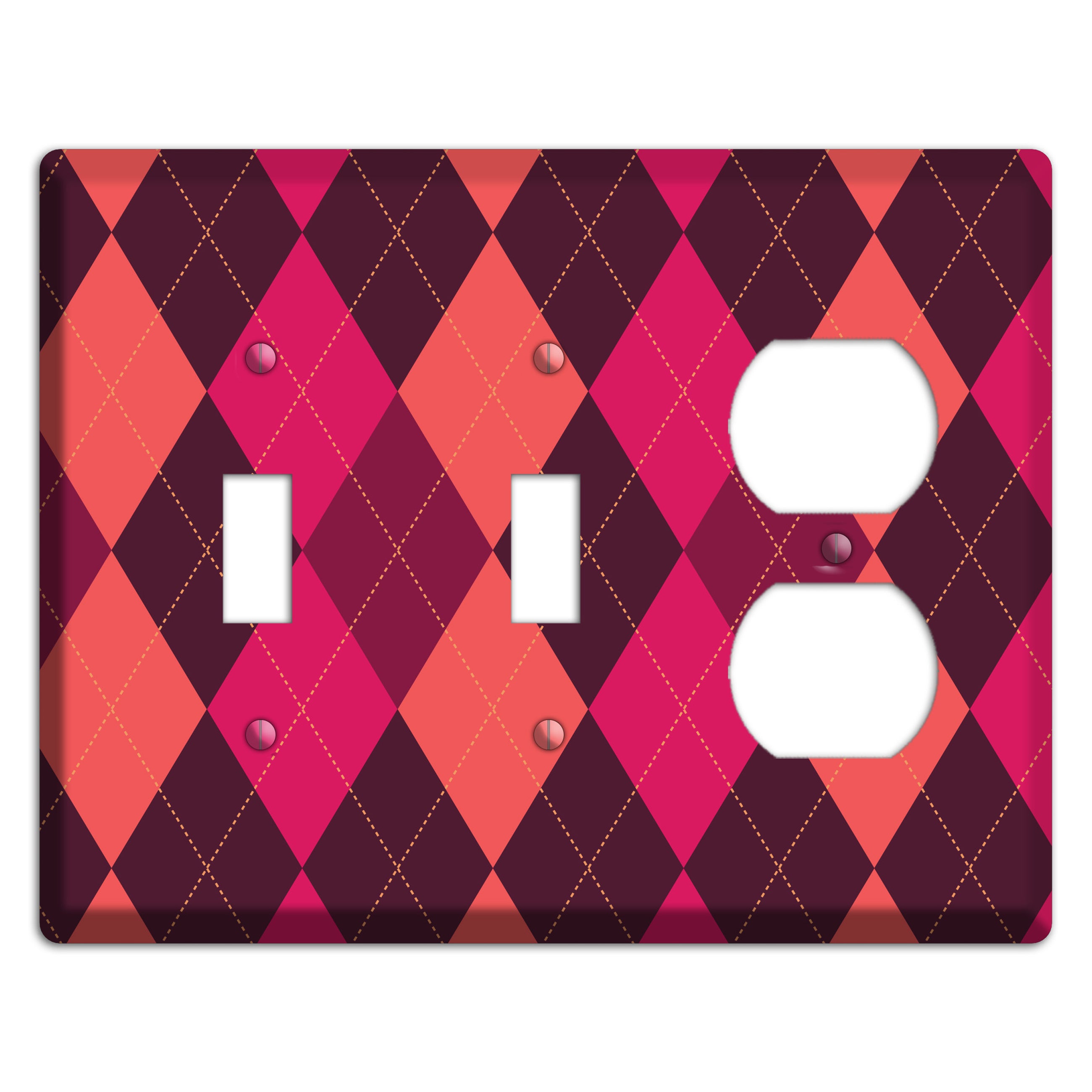 Orange and Pink Argyle 2 Toggle / Duplex Wallplate