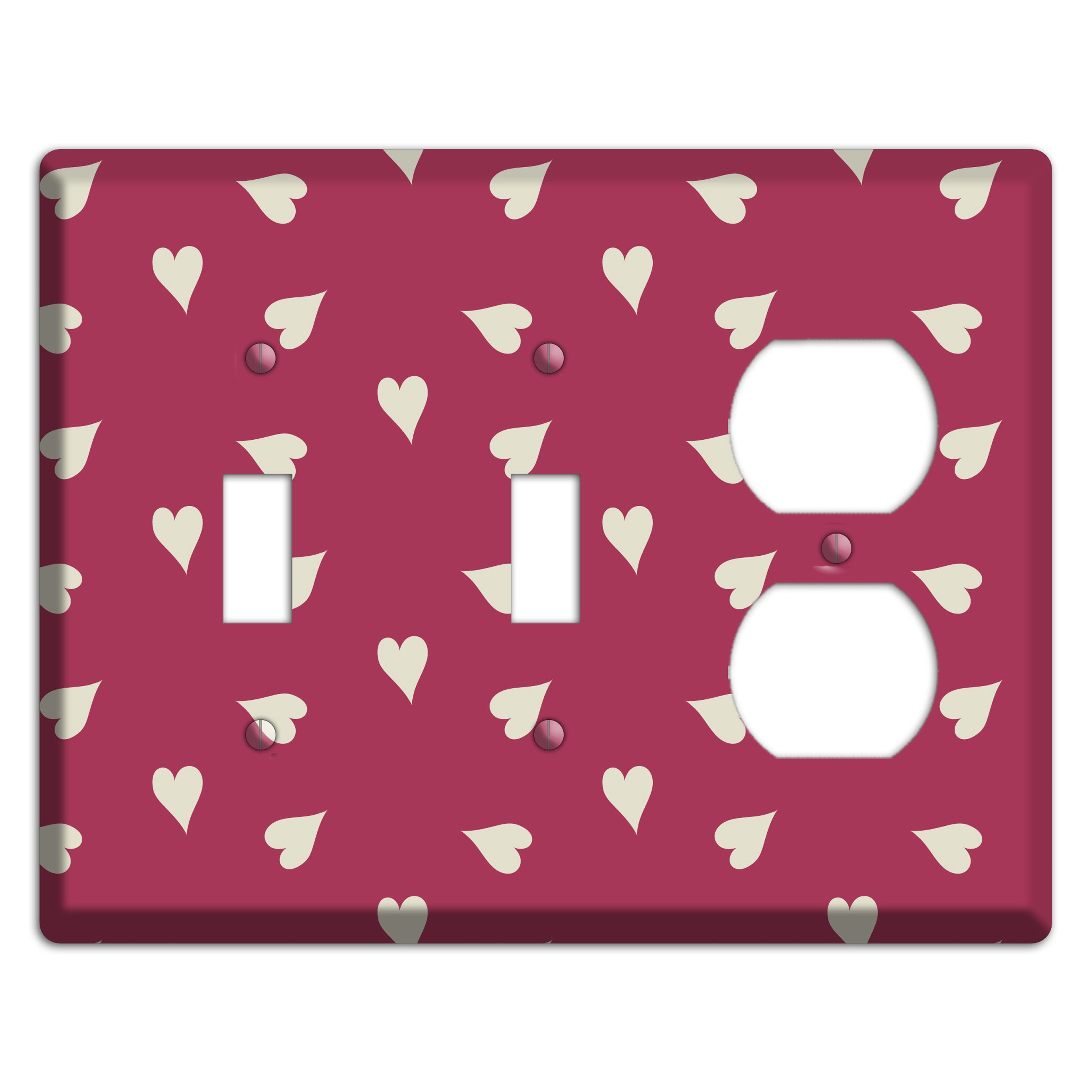 Fuschia with White Hearts 2 Toggle / Duplex Wallplate