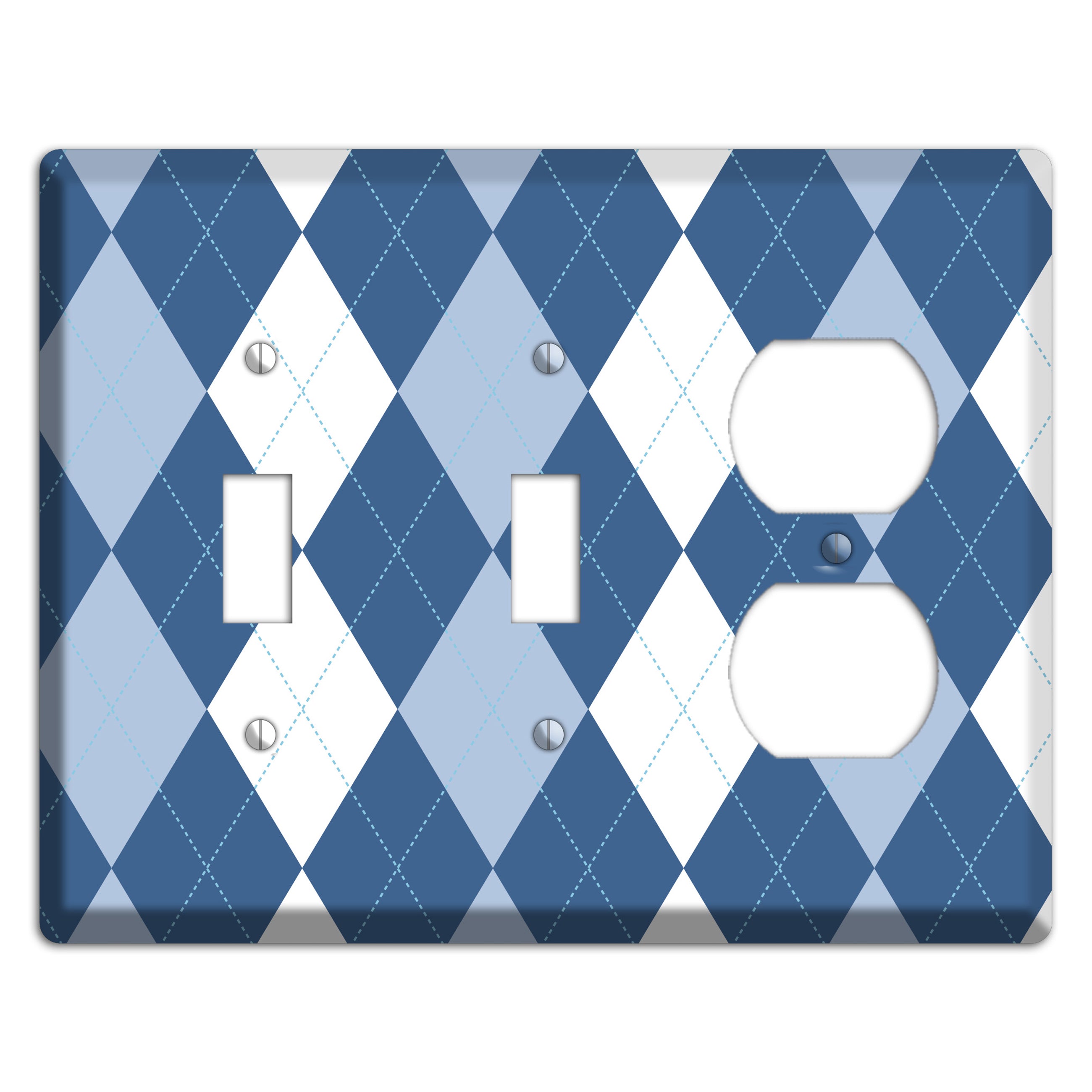 Blue Argyle 2 Toggle / Duplex Wallplate
