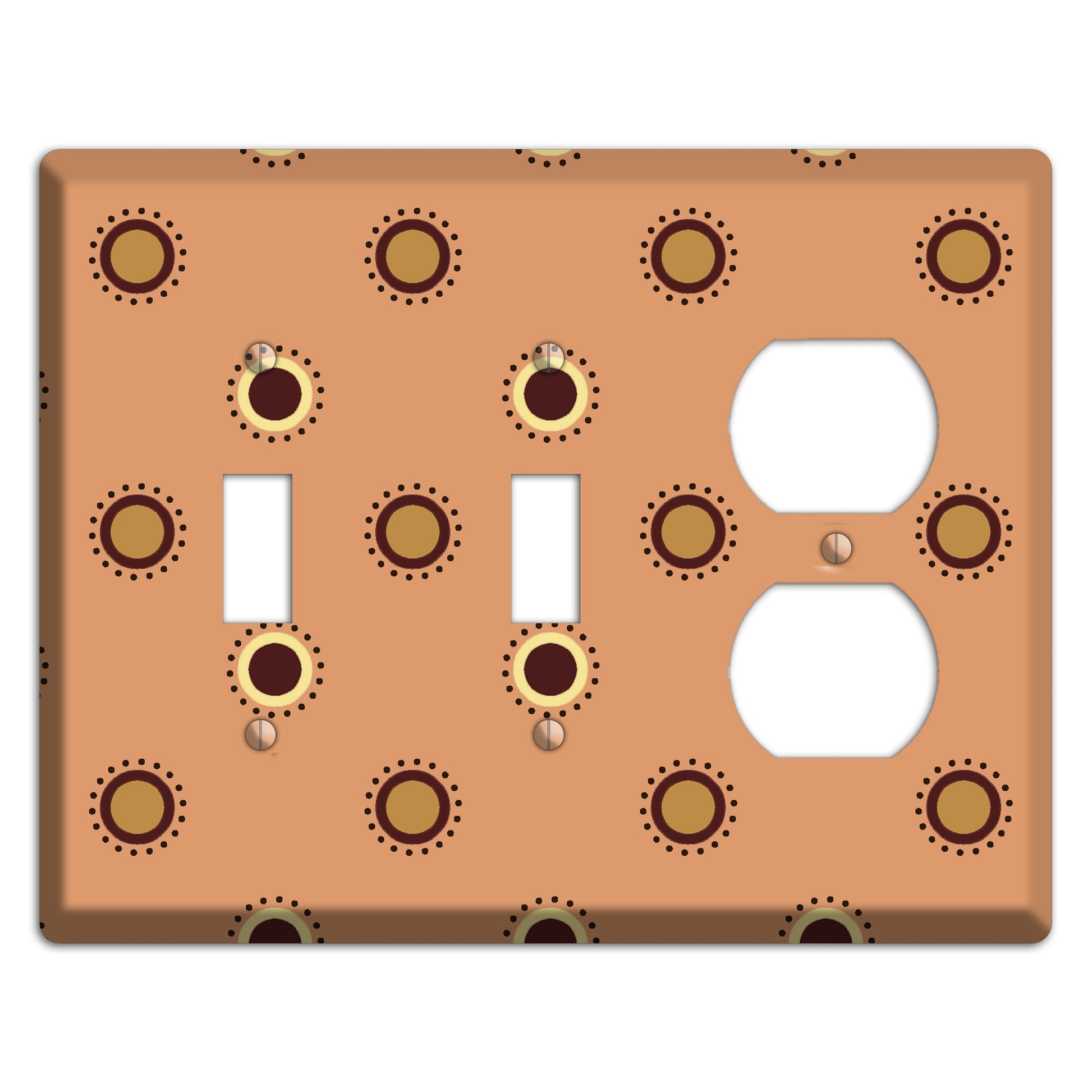 Coral with Multi Brown Suzani Dots 2 Toggle / Duplex Wallplate