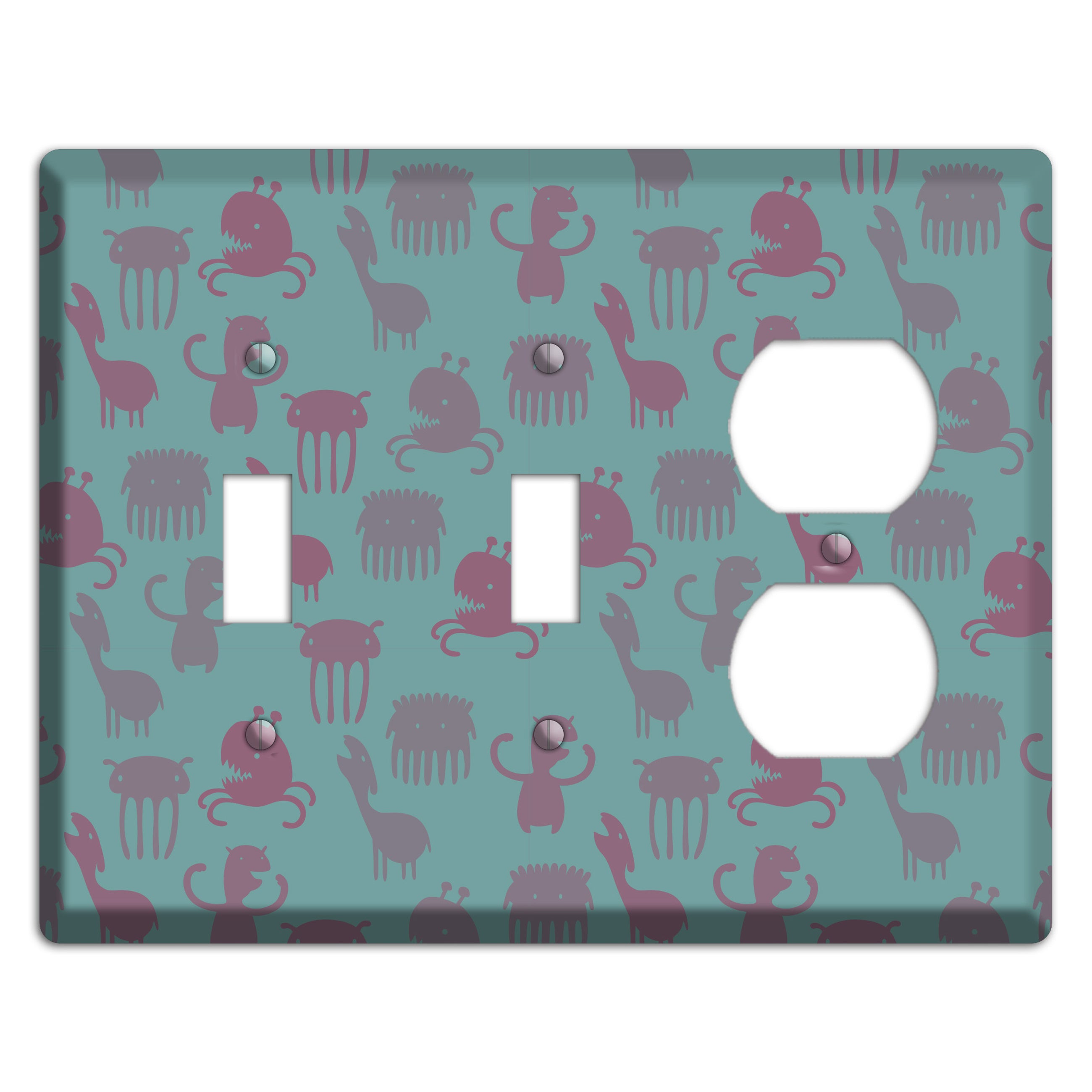Sily Monsters Green 2 Toggle / Duplex Wallplate
