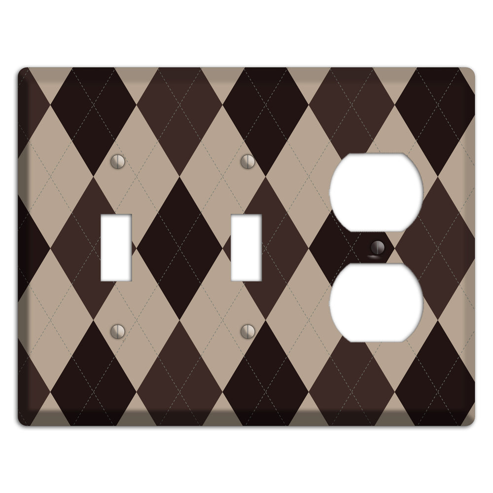 Brown and Beige Argyle 2 Toggle / Duplex Wallplate