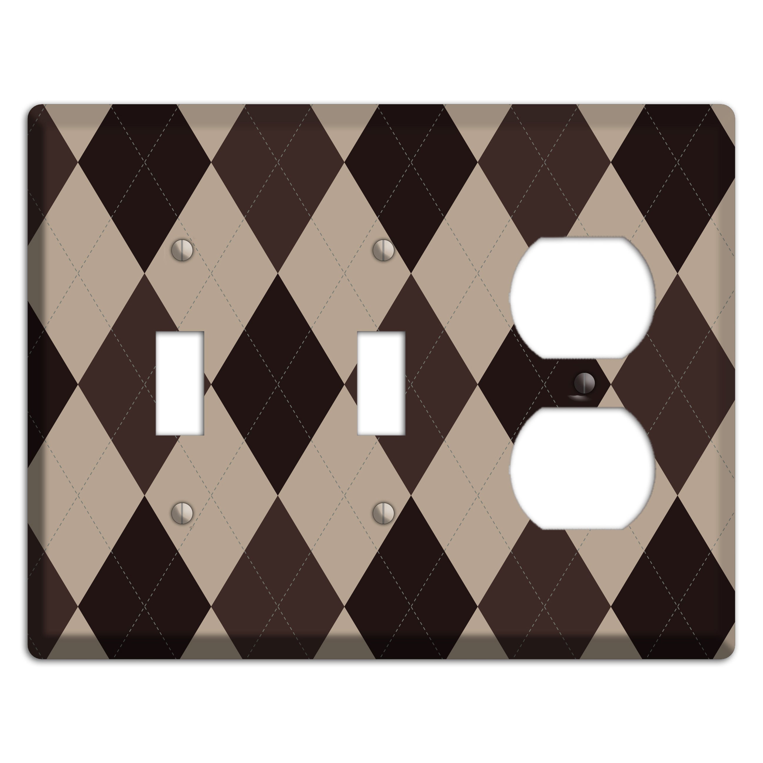 Brown and Beige Argyle 2 Toggle / Duplex Wallplate