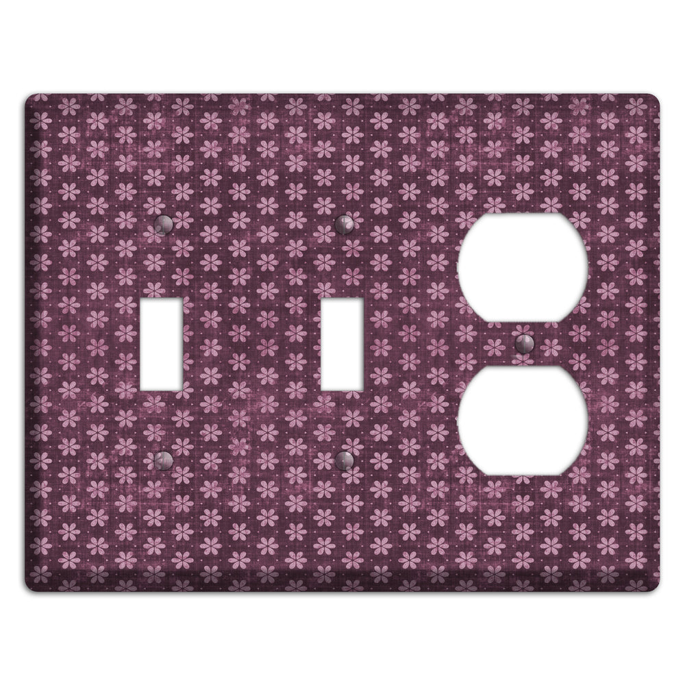 Burgundy Grunge Floral Contour 2 Toggle / Duplex Wallplate
