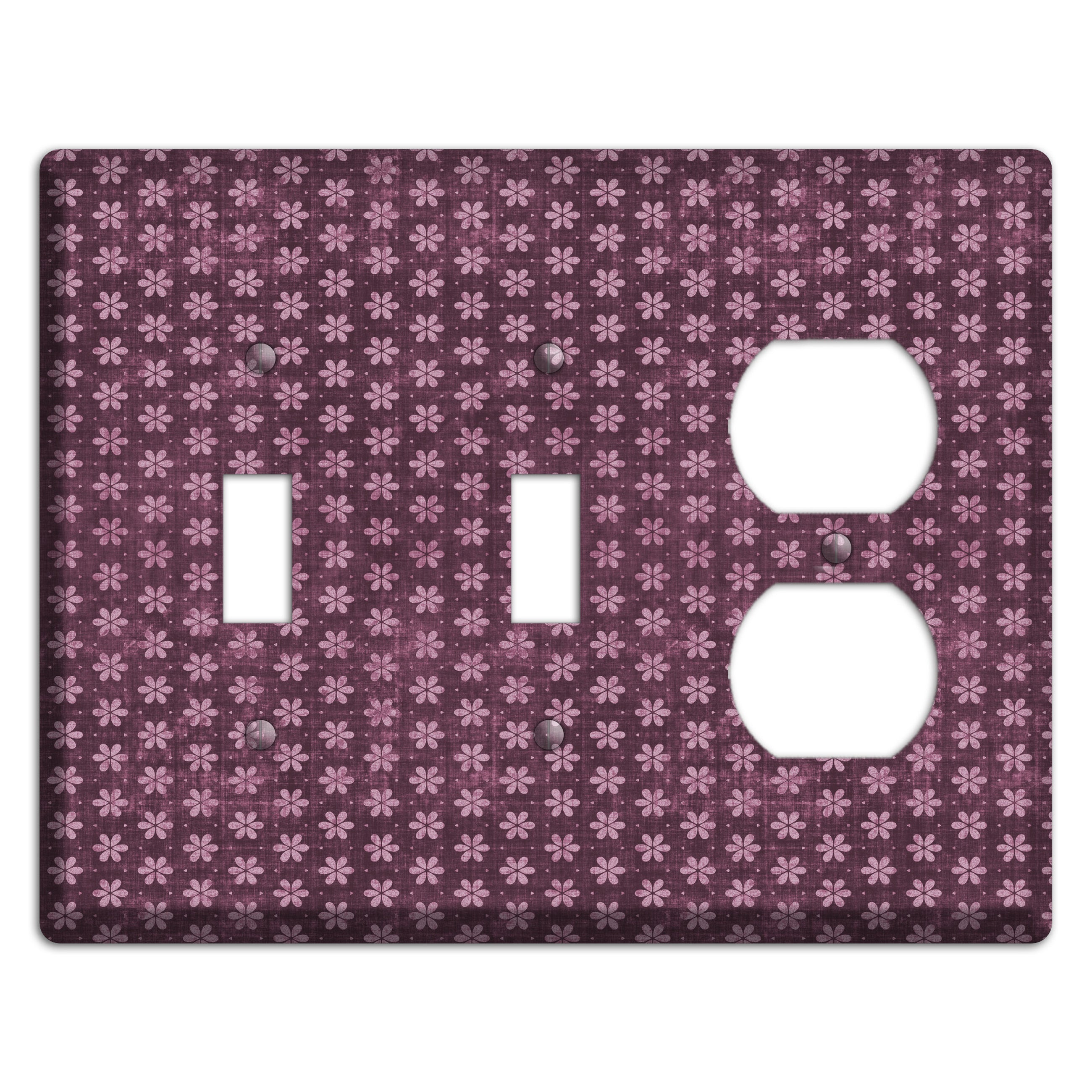 Burgundy Grunge Floral Contour 2 Toggle / Duplex Wallplate