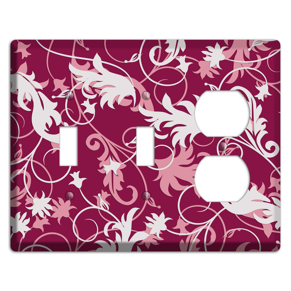 Fuschia and Pink Victorian Sprig 2 Toggle / Duplex Wallplate