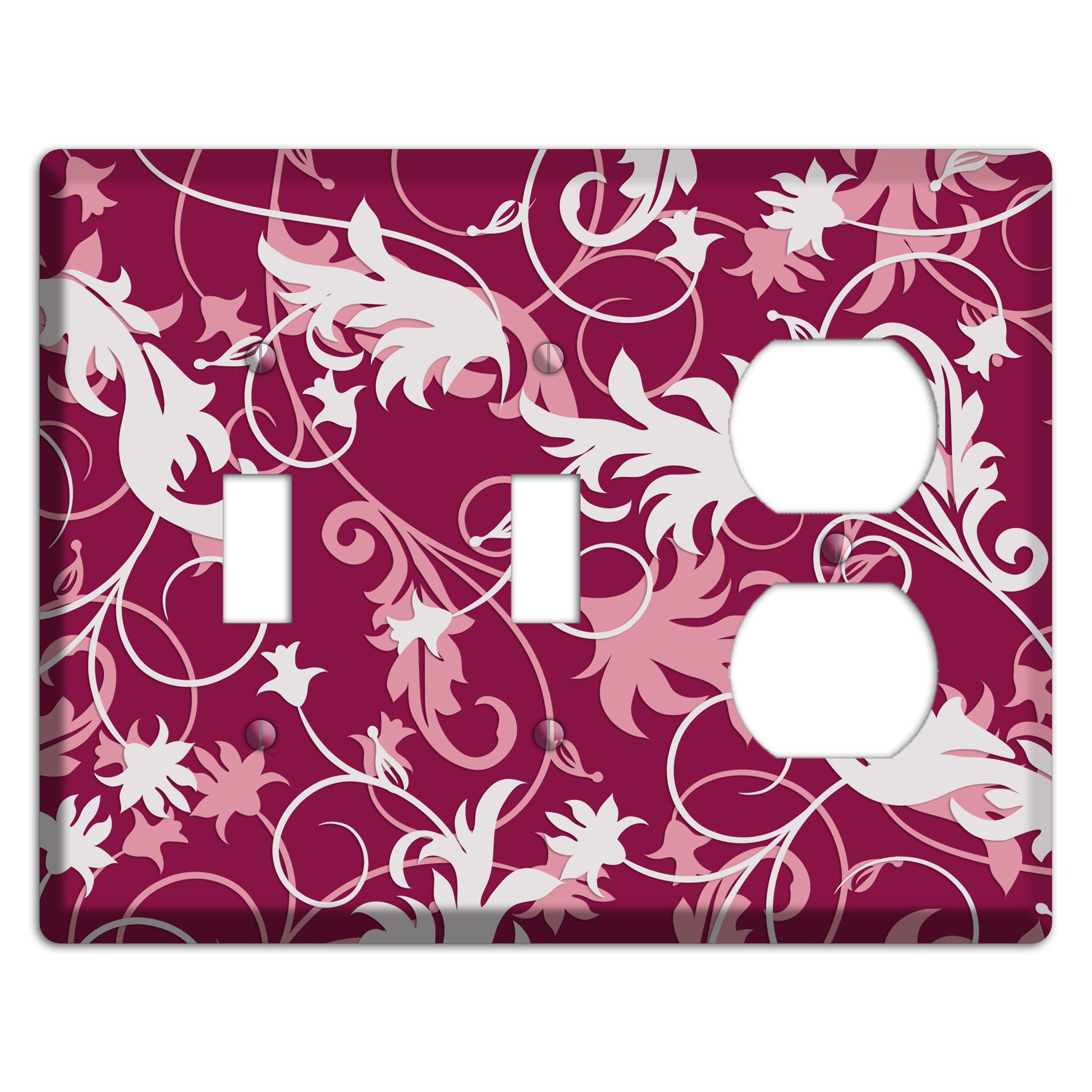 Fuschia and Pink Victorian Sprig 2 Toggle / Duplex Wallplate