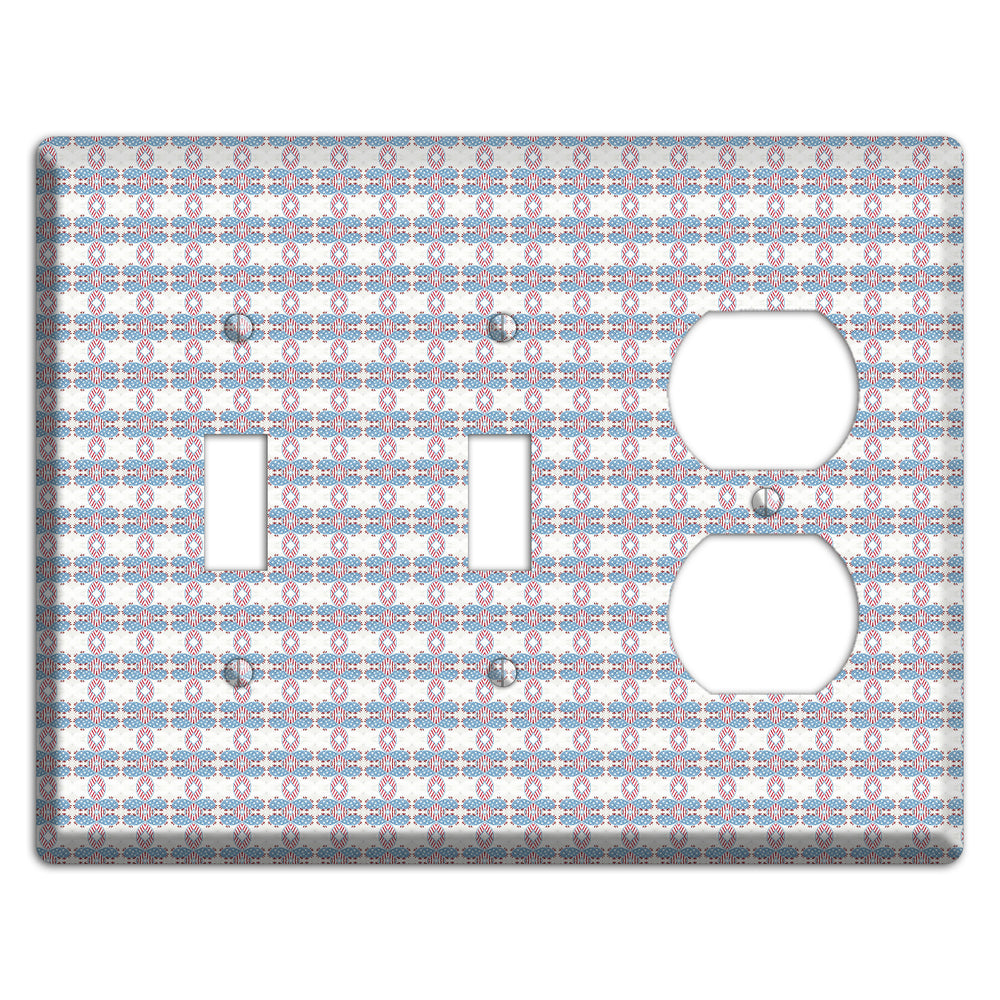 White with Faded Blue and Red Tapestry 2 Toggle / Duplex Wallplate