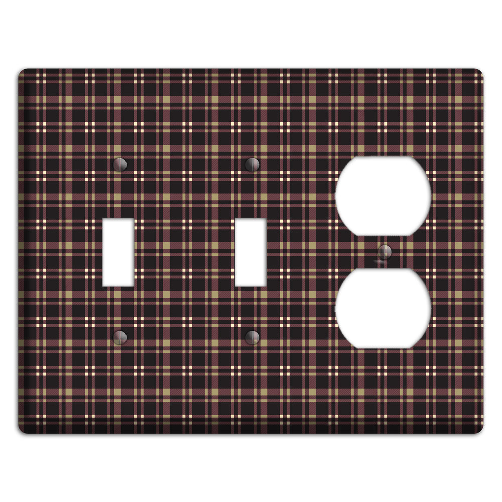 Dark Brown Plaid 2 Toggle / Duplex Wallplate
