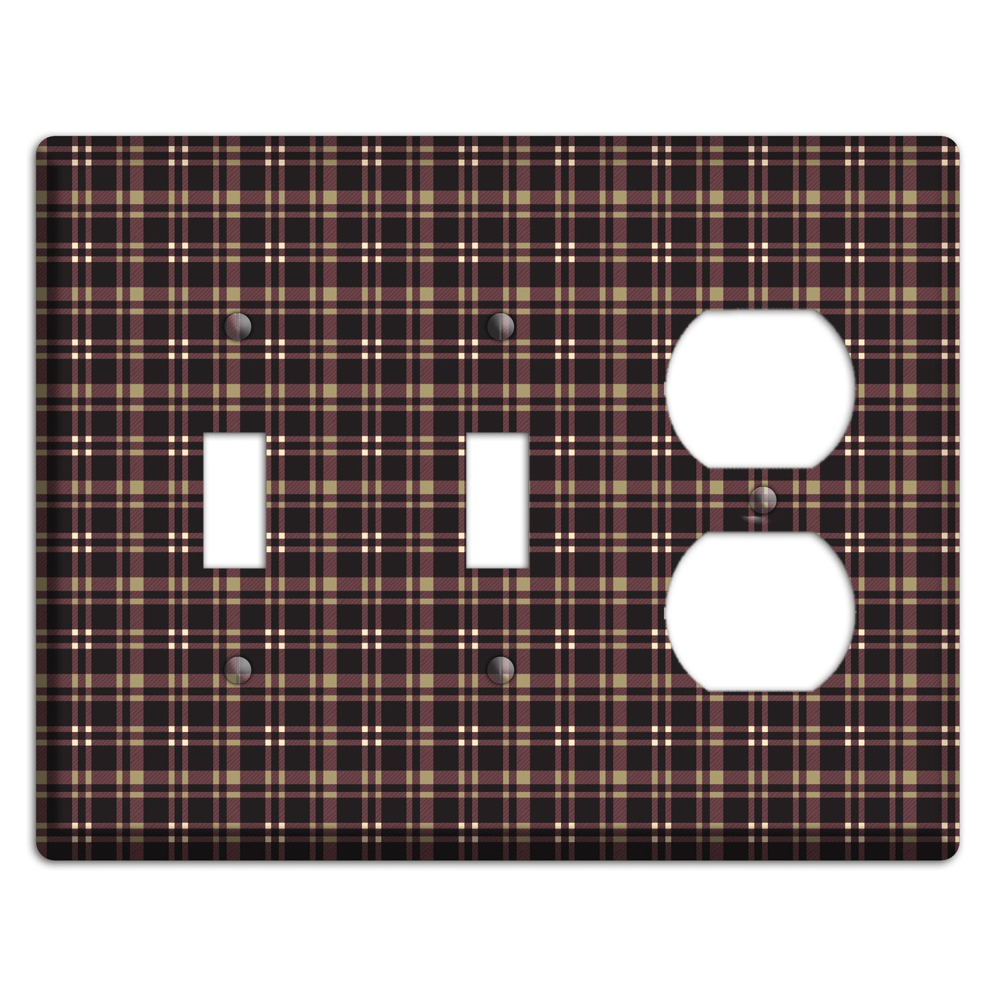Dark Brown Plaid 2 Toggle / Duplex Wallplate