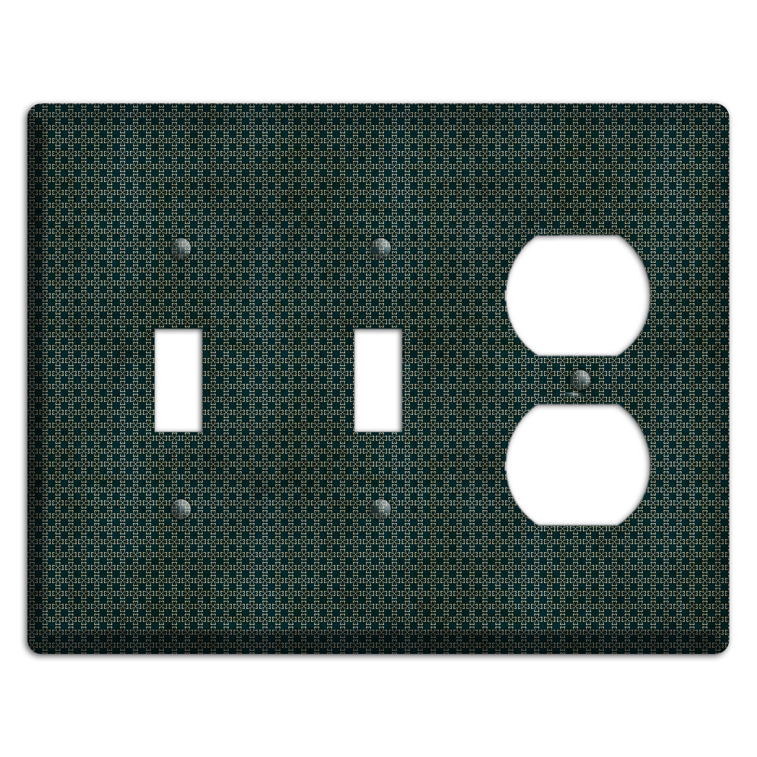 Dark Green Grunge Tiny Arabesque 2 Toggle / Duplex Wallplate