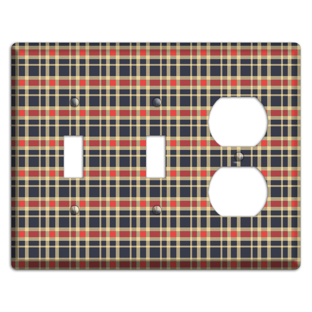 Maroon and Black Plaid 2 2 Toggle / Duplex Wallplate
