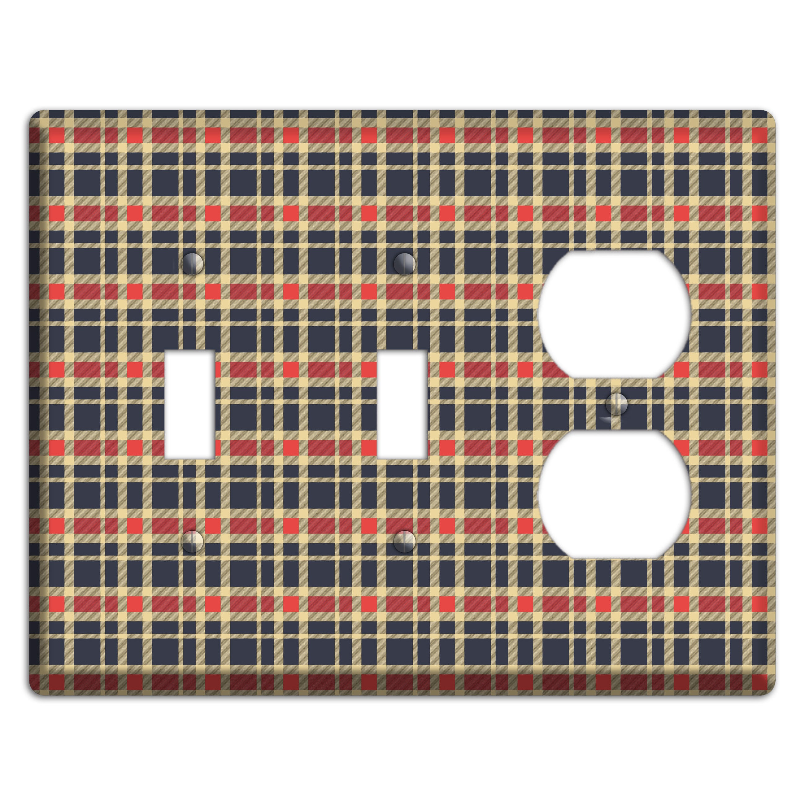 Maroon and Black Plaid 2 2 Toggle / Duplex Wallplate