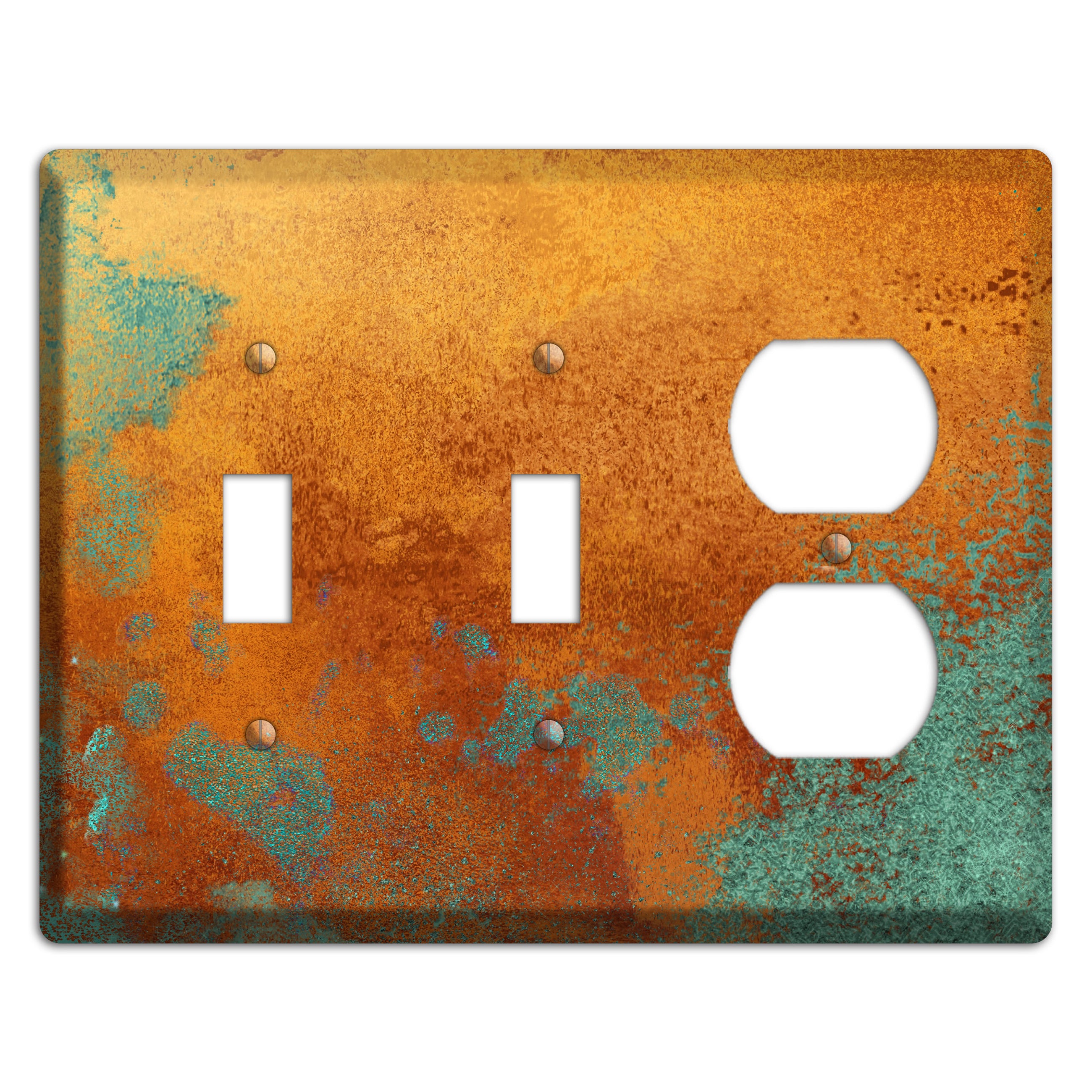 Antique Copper with Green 2 Toggle / Duplex Wallplate