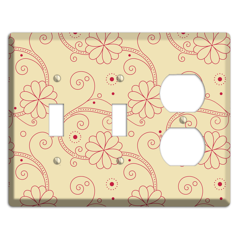 Off White Floral Swirl 2 Toggle / Duplex Wallplate