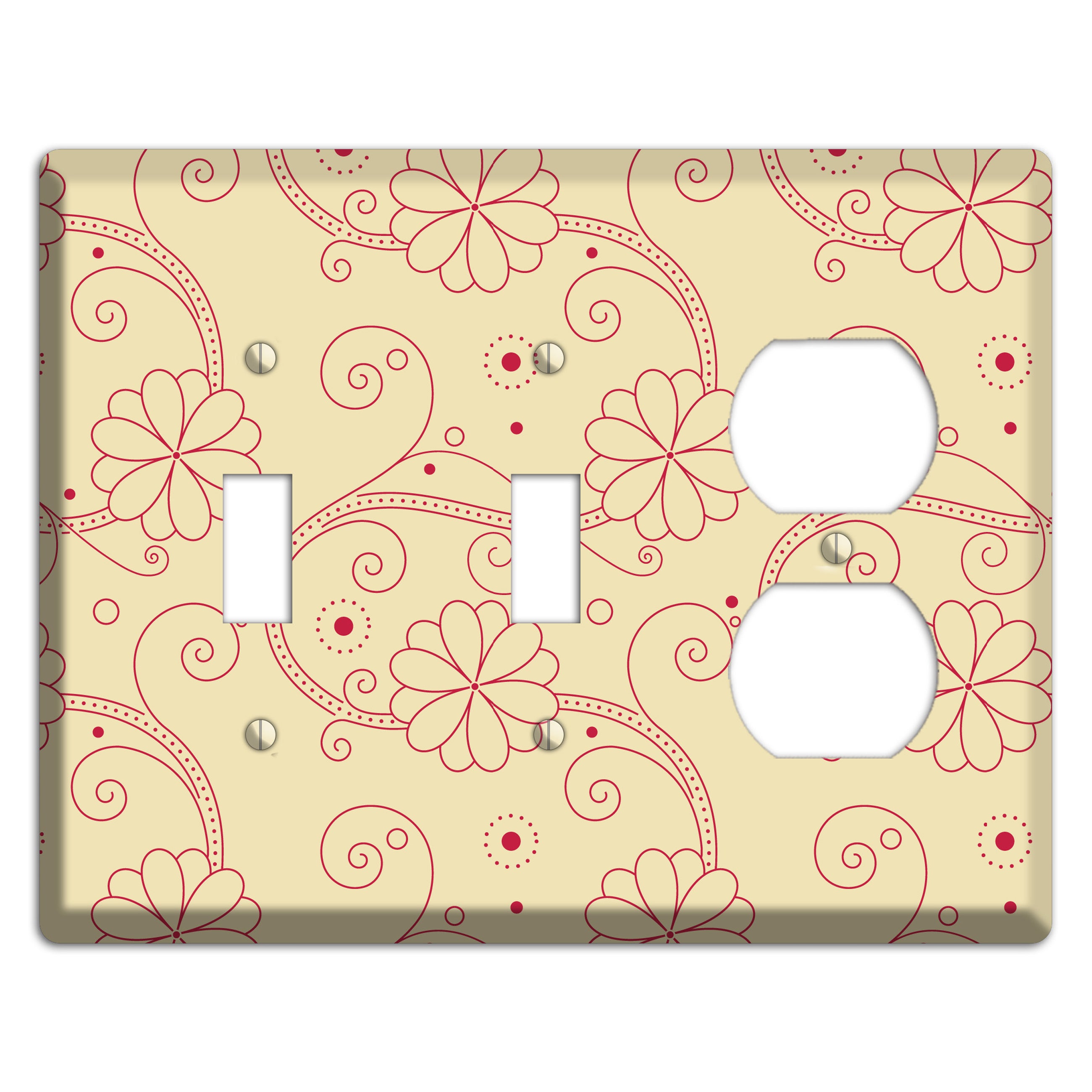 Off White Floral Swirl 2 Toggle / Duplex Wallplate