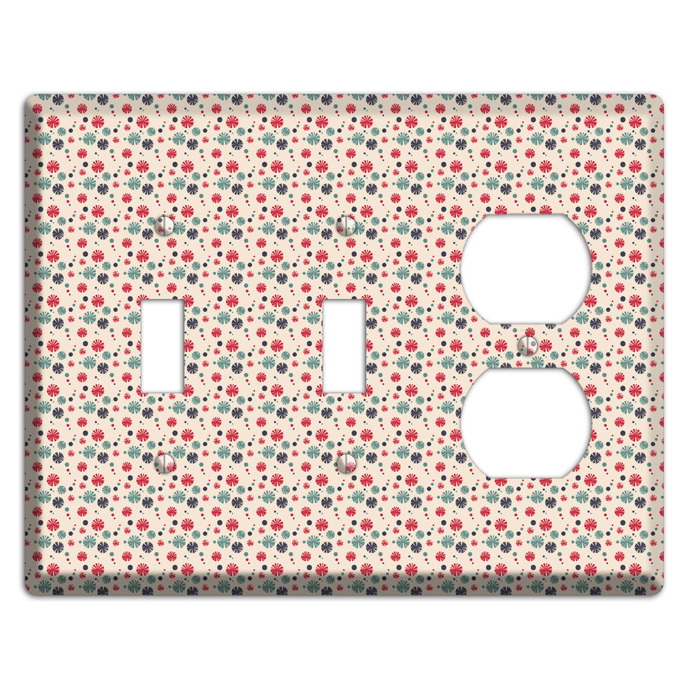Off White with Red Green Blue Retro Bursts 2 Toggle / Duplex Wallplate