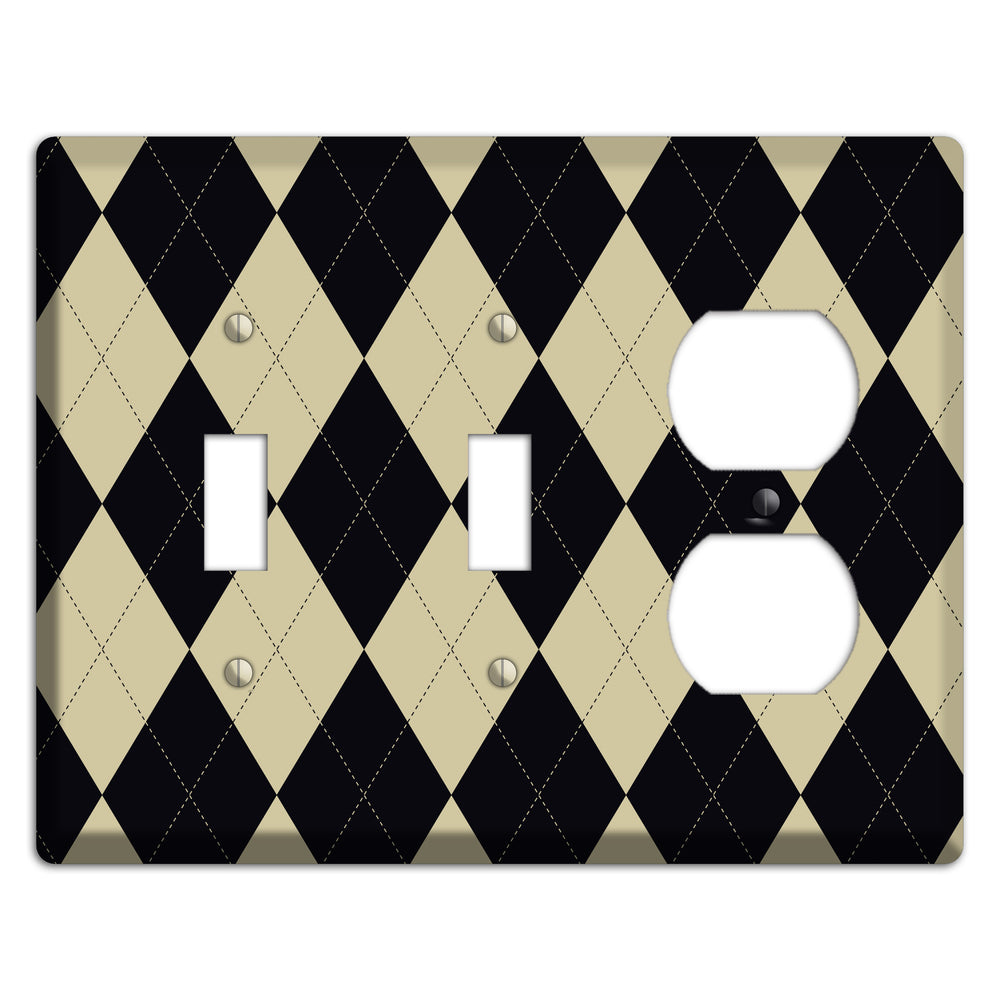 Tan and Black Argyle 2 Toggle / Duplex Wallplate