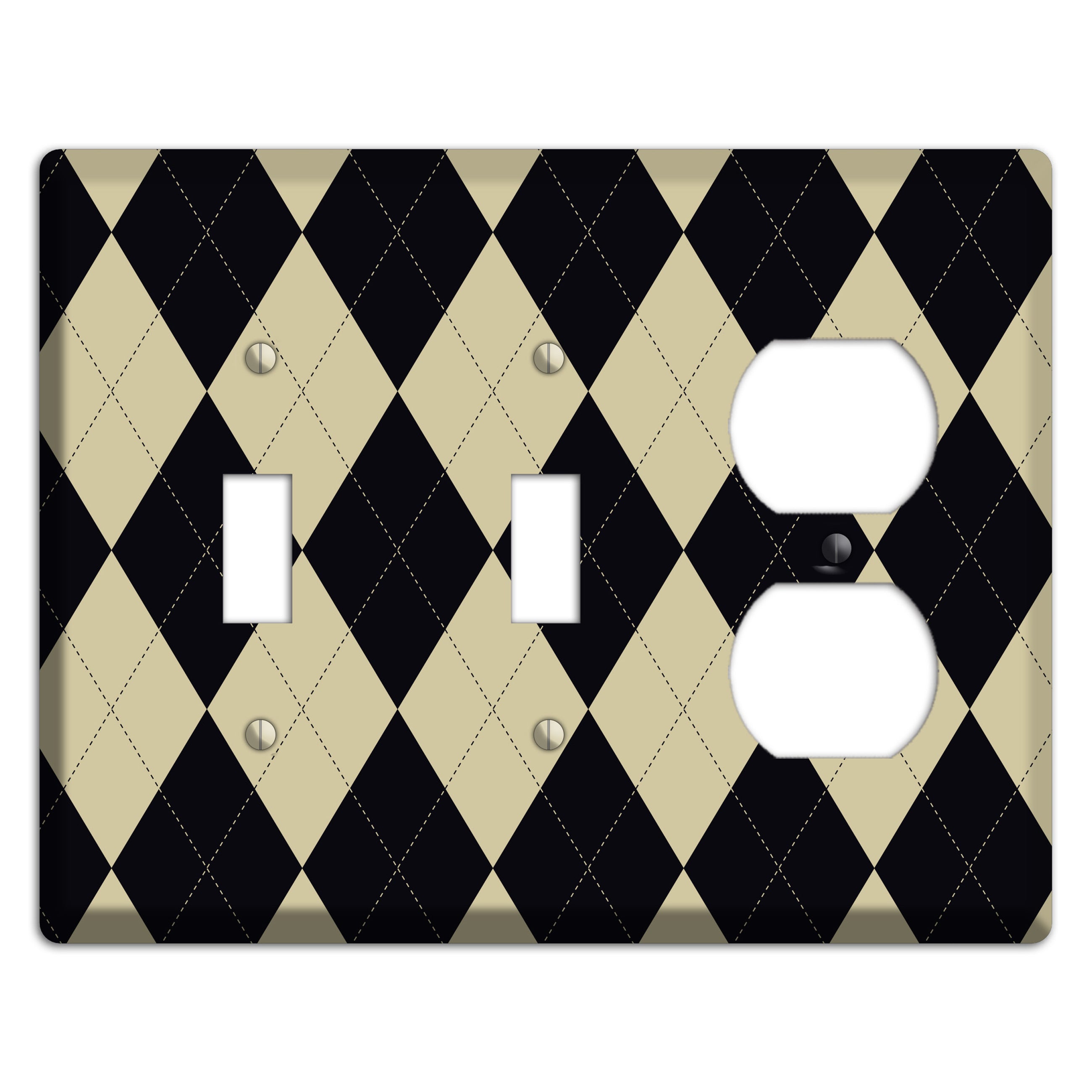 Tan and Black Argyle 2 Toggle / Duplex Wallplate