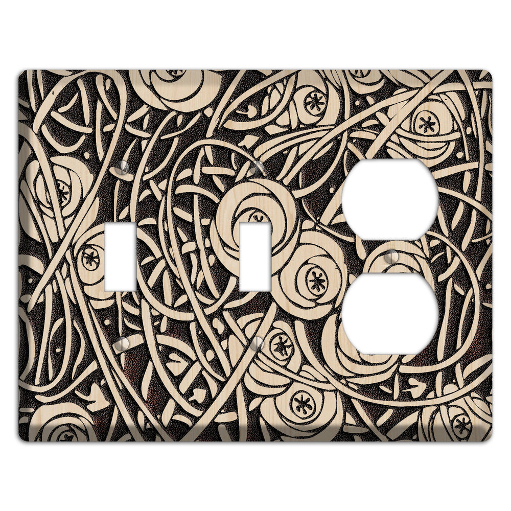 Deco Floral Wood Lasered 2 Toggle / Duplex Wallplate