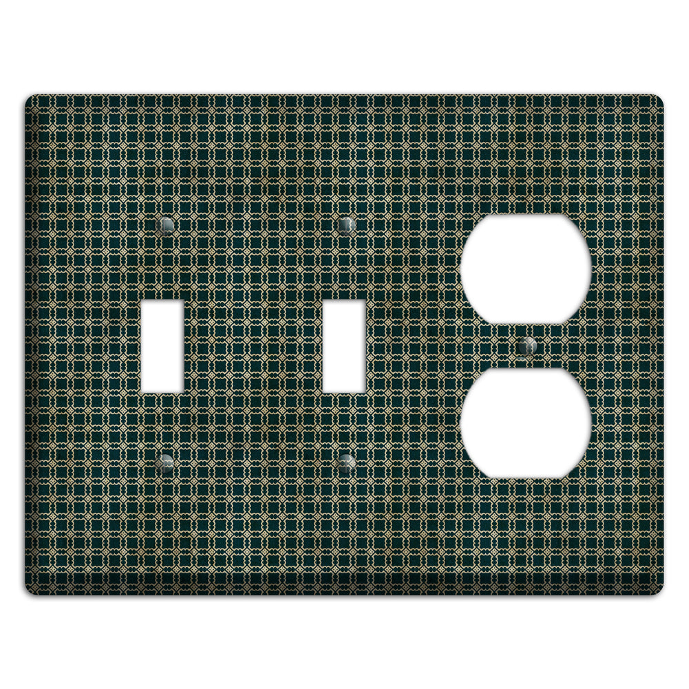 Dark Green Grunge Tiled Tiny Arabesque 2 Toggle / Duplex Wallplate