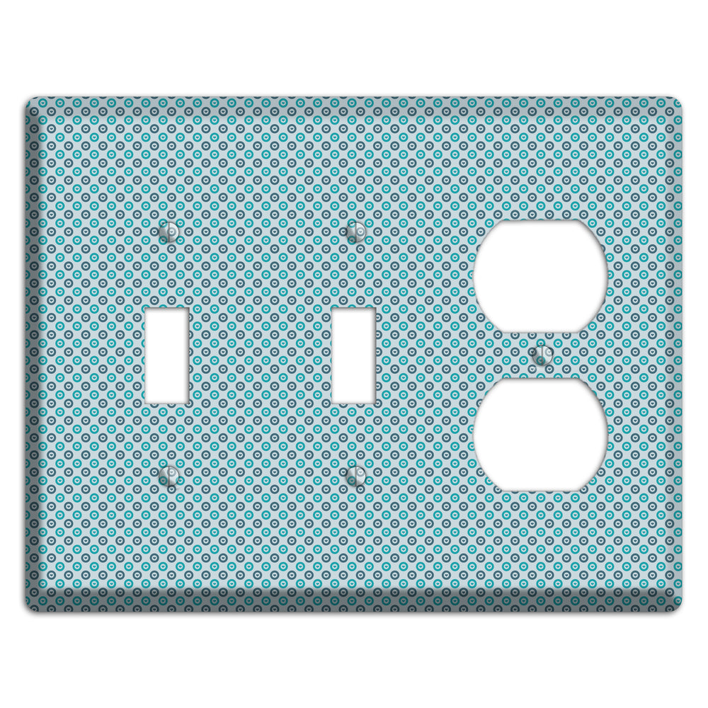 Turquoise and Blue Concentric Dots 2 Toggle / Duplex Wallplate