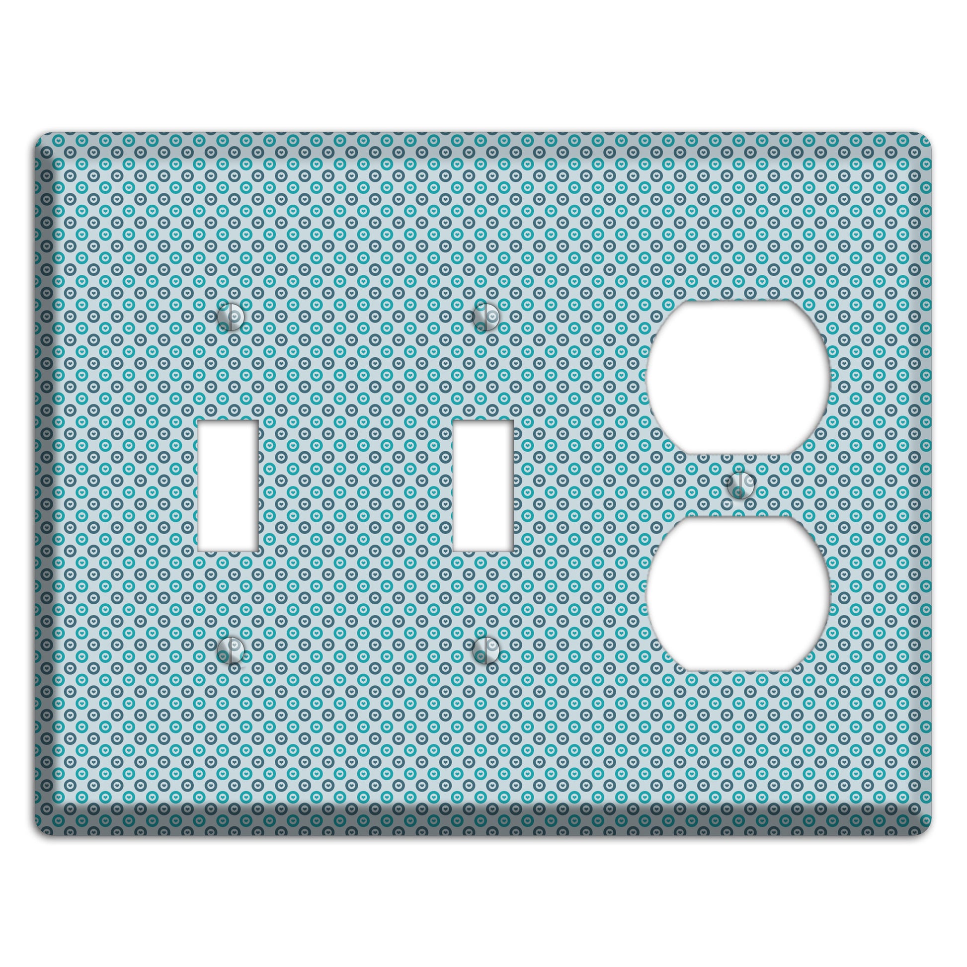 Turquoise and Blue Concentric Dots 2 Toggle / Duplex Wallplate