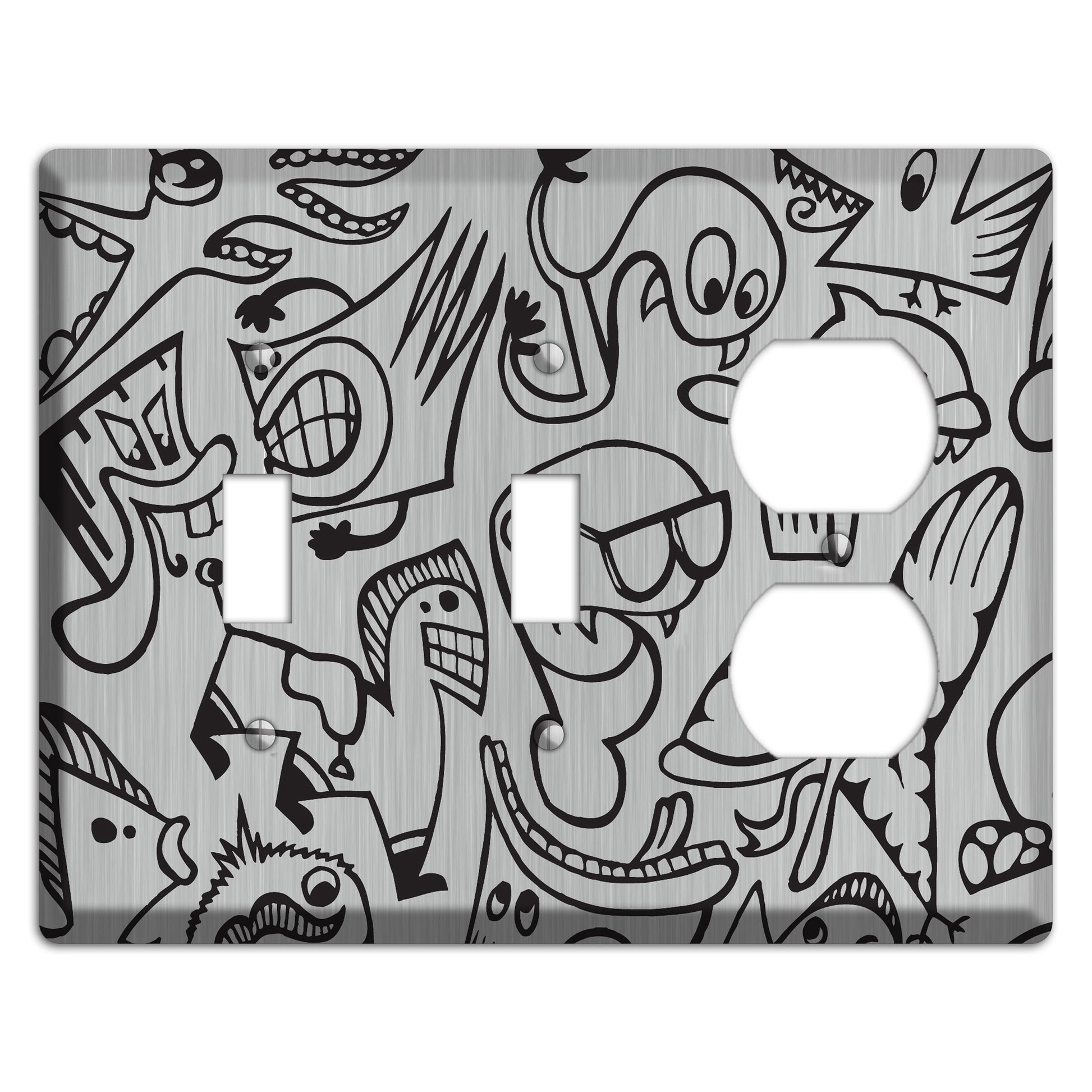 Whimsical Faces 1  Stainless 2 Toggle / Duplex Wallplate