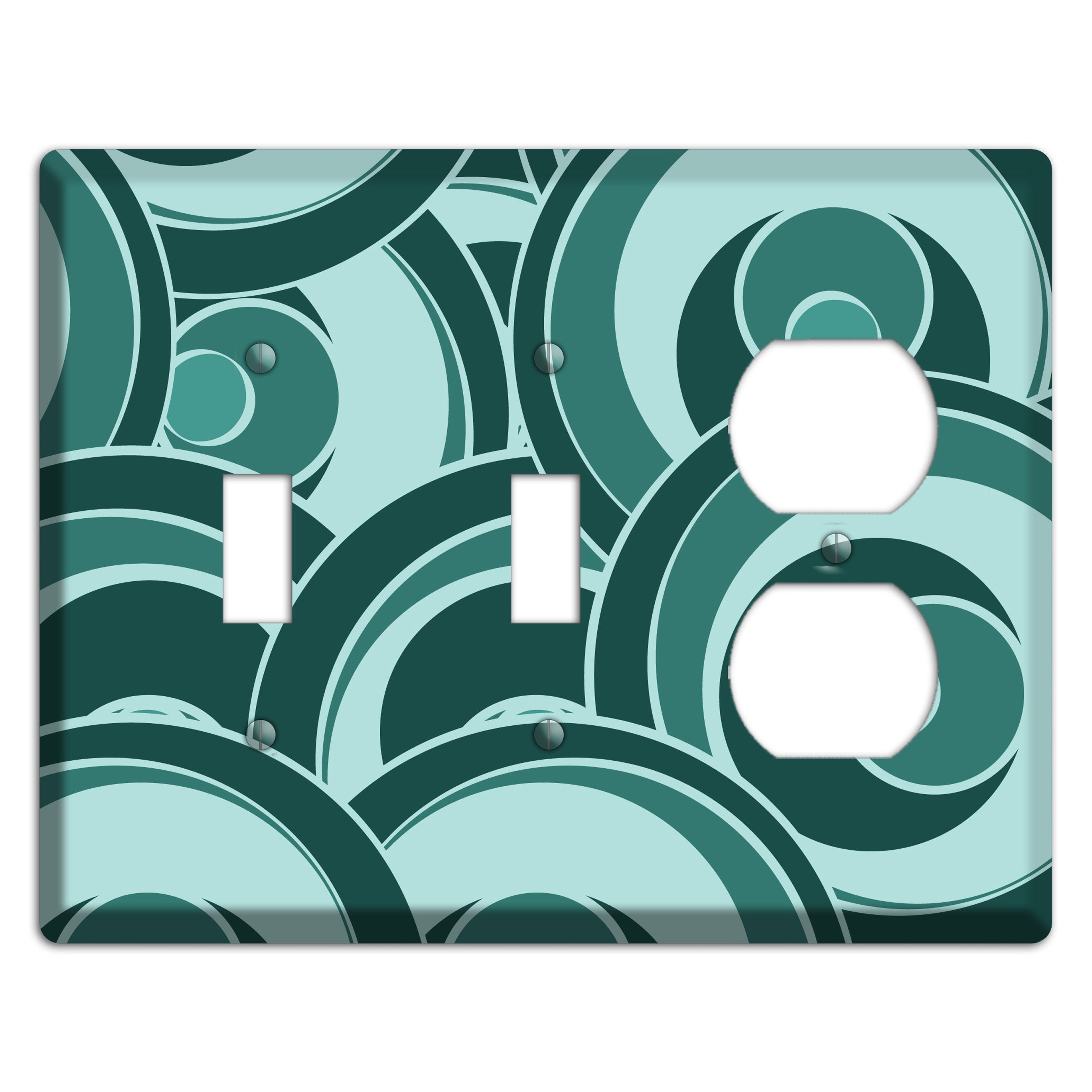 Blue-green Deco Circles 2 Toggle / Duplex Wallplate