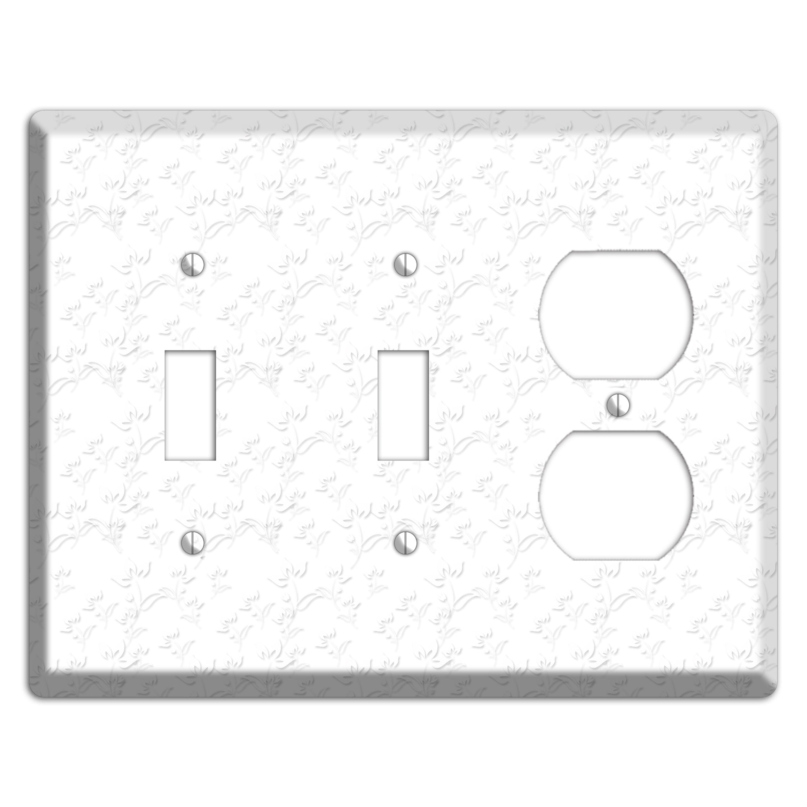 White with Grey Sprig 2 Toggle / Duplex Wallplate