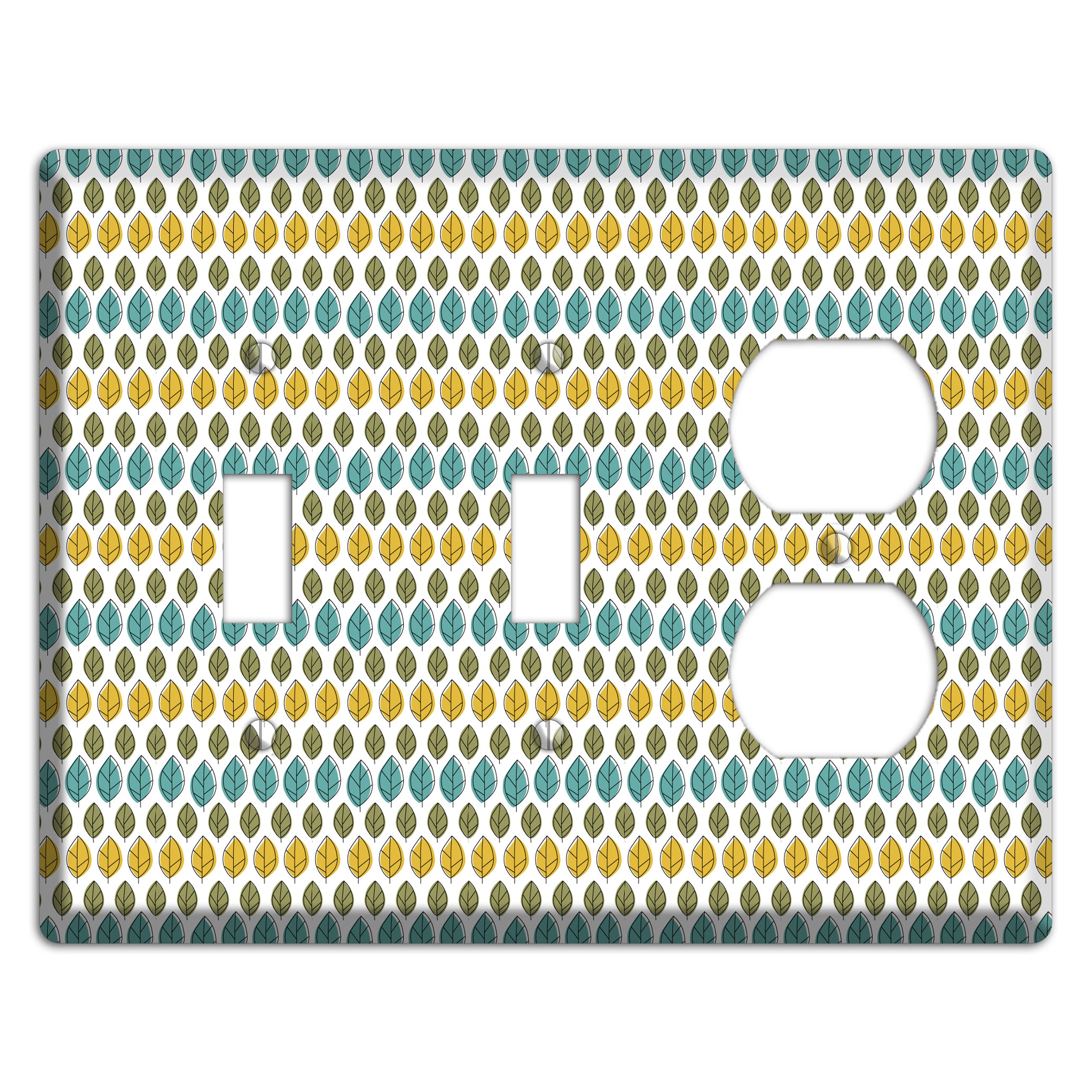 Turquoise Multi Olive Leaf Contour 2 Toggle / Duplex Wallplate