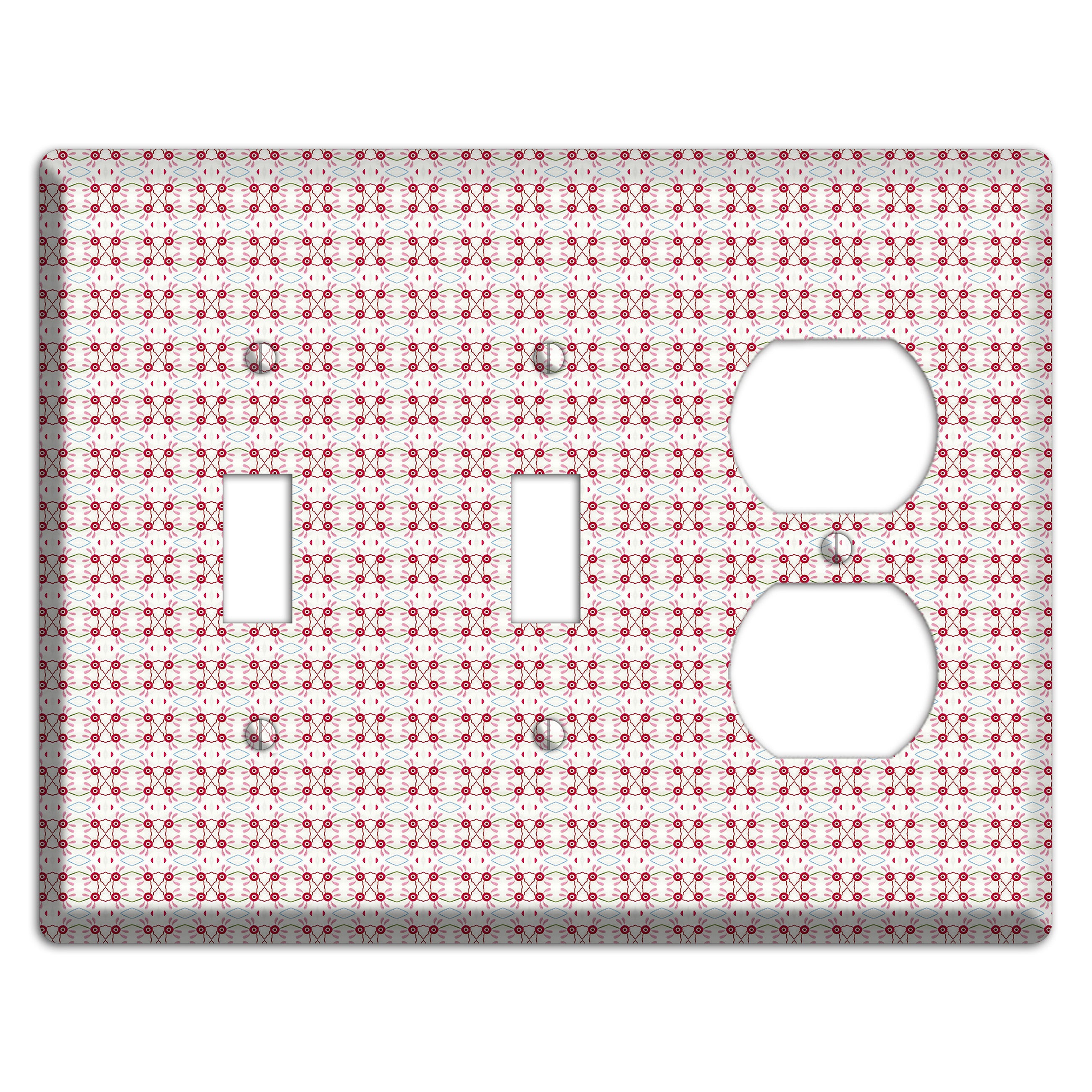 White with Red Ball and Stick Tapestry 2 Toggle / Duplex Wallplate