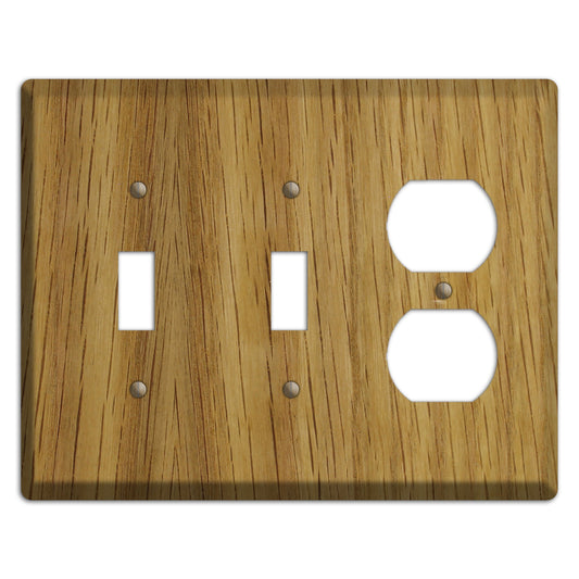 White Oak Wood 2 Toggle / Duplex Outlet Cover Plate
