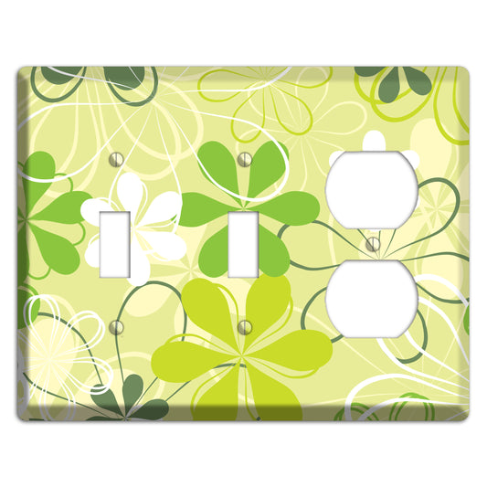 Green Retro Flowers 2 Toggle / Duplex Wallplate