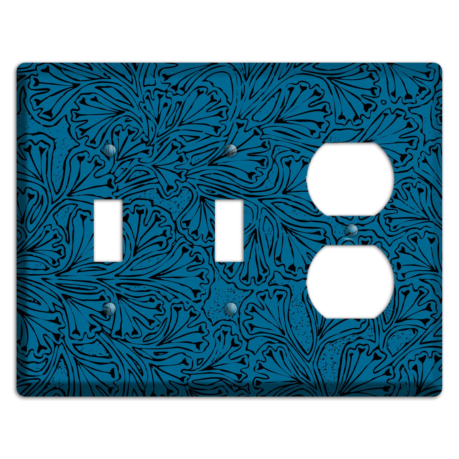 Deco Blue Interlocking Floral 2 Toggle / Duplex Wallplate