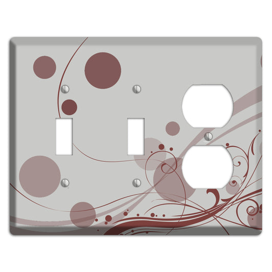 Grey with Maroon Dots and Swirls 2 Toggle / Duplex Wallplate