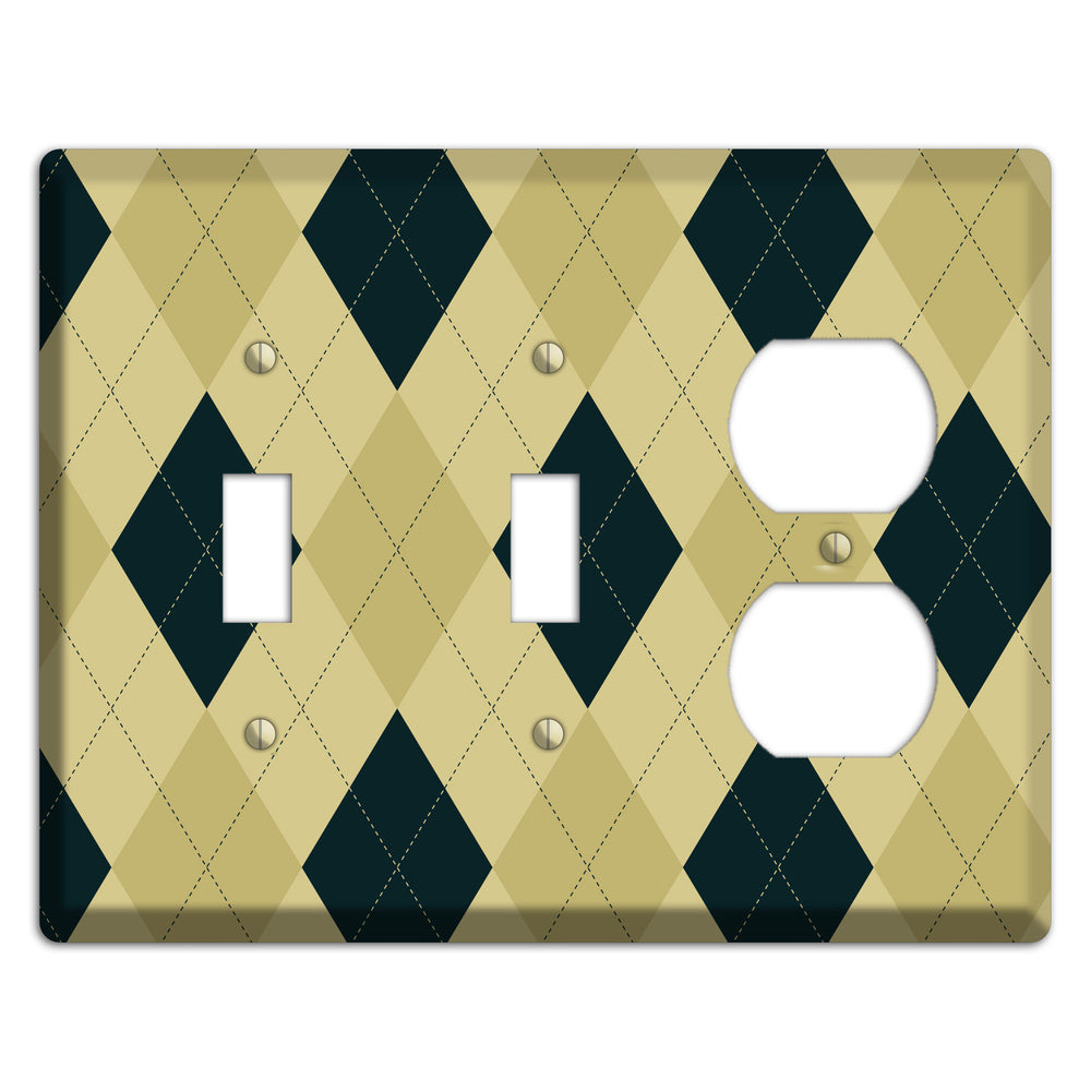 Beige and Yellow Argyle 2 Toggle / Duplex Wallplate