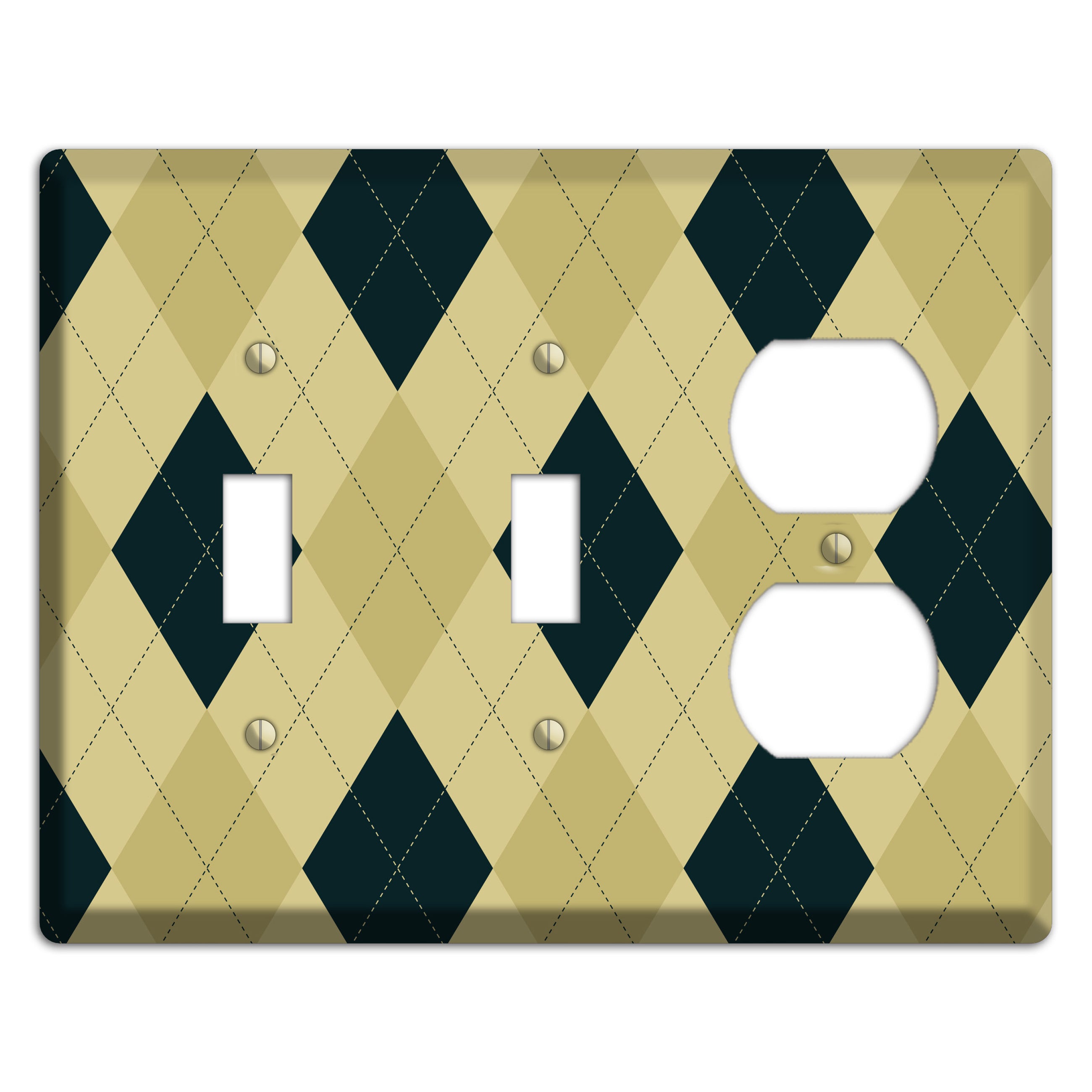 Beige and Yellow Argyle 2 Toggle / Duplex Wallplate