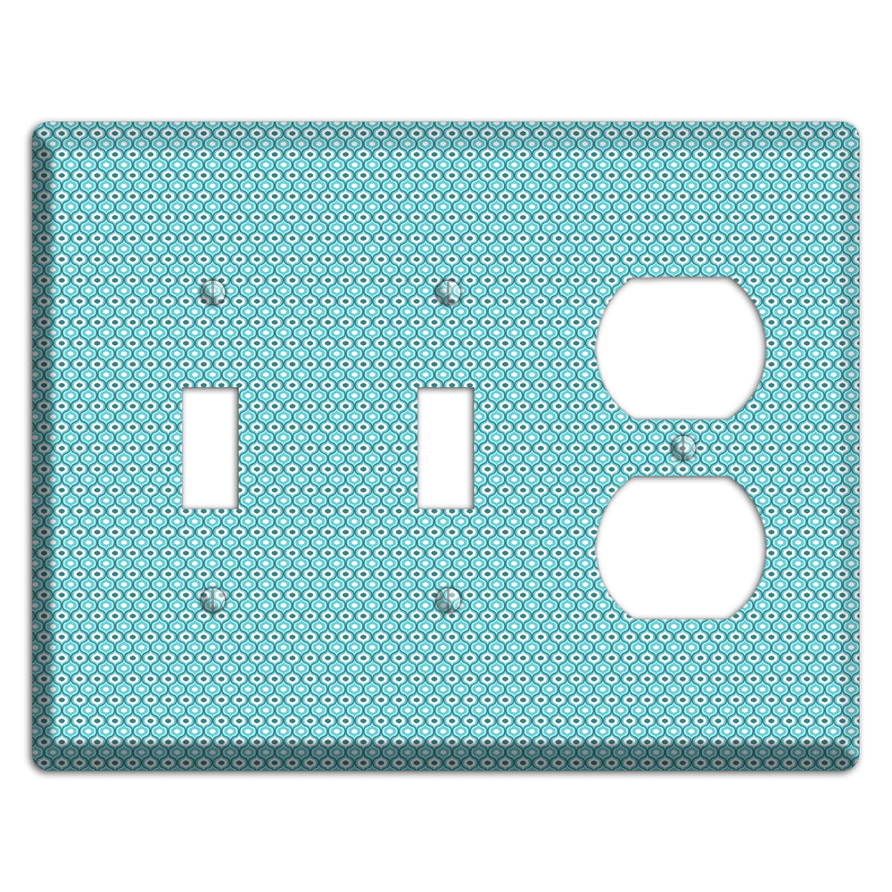 Turquoise Tiny Double Scallop 2 Toggle / Duplex Wallplate