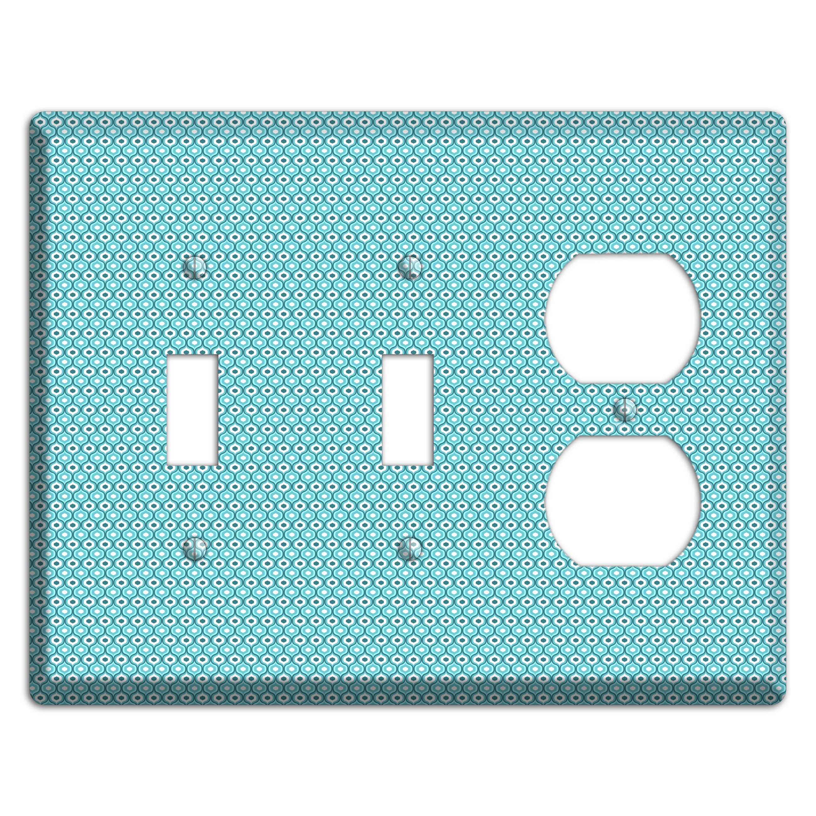 Turquoise Tiny Double Scallop 2 Toggle / Duplex Wallplate